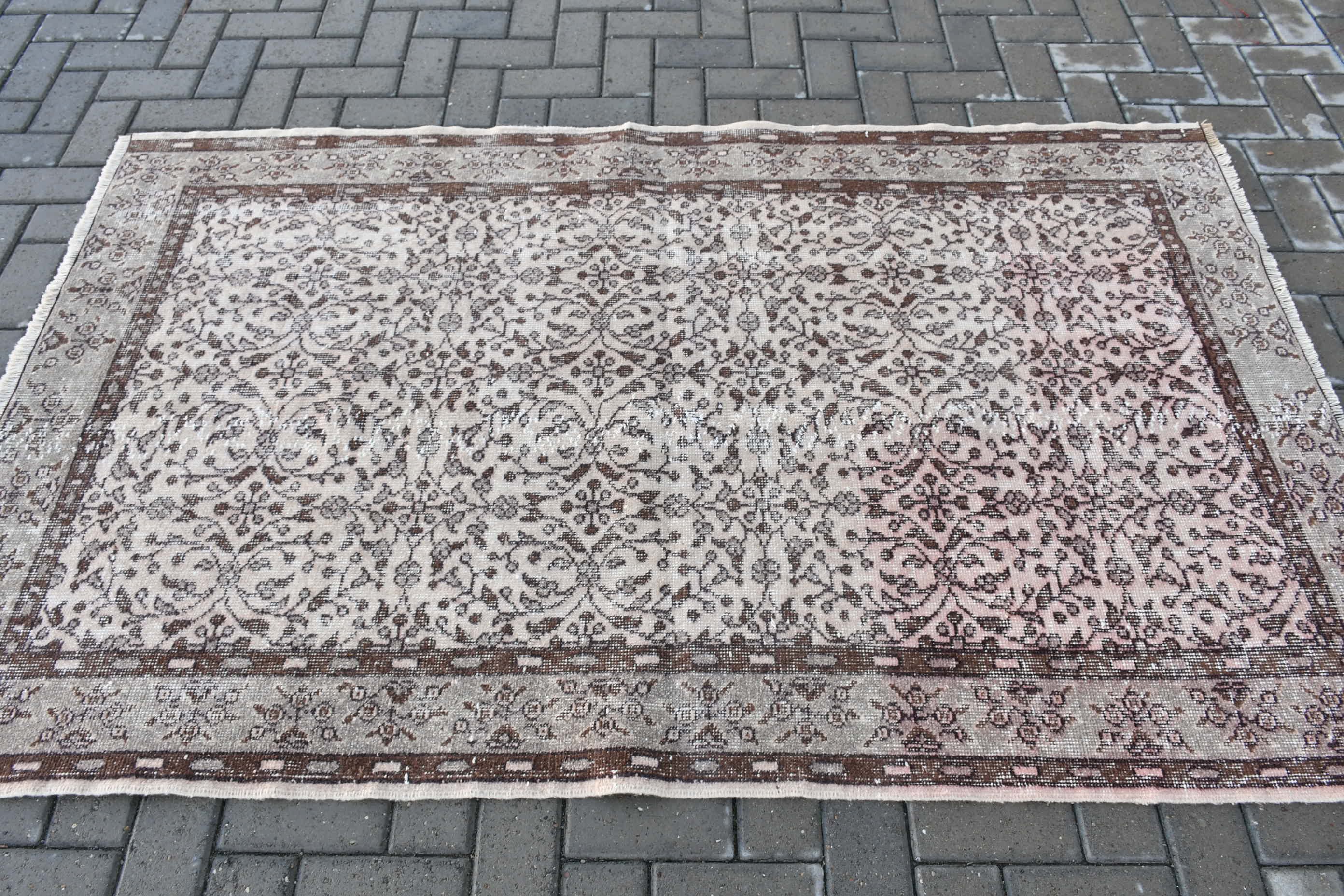 Göçebe Halı, Mutfak Halıları, Oturma Odası Halısı, Vintage Halı, Kahverengi Soğuk Halı, Yün Halı, 4.1x6.6 ft Alan Halıları, Ev Dekor Halısı, Türk Halısı