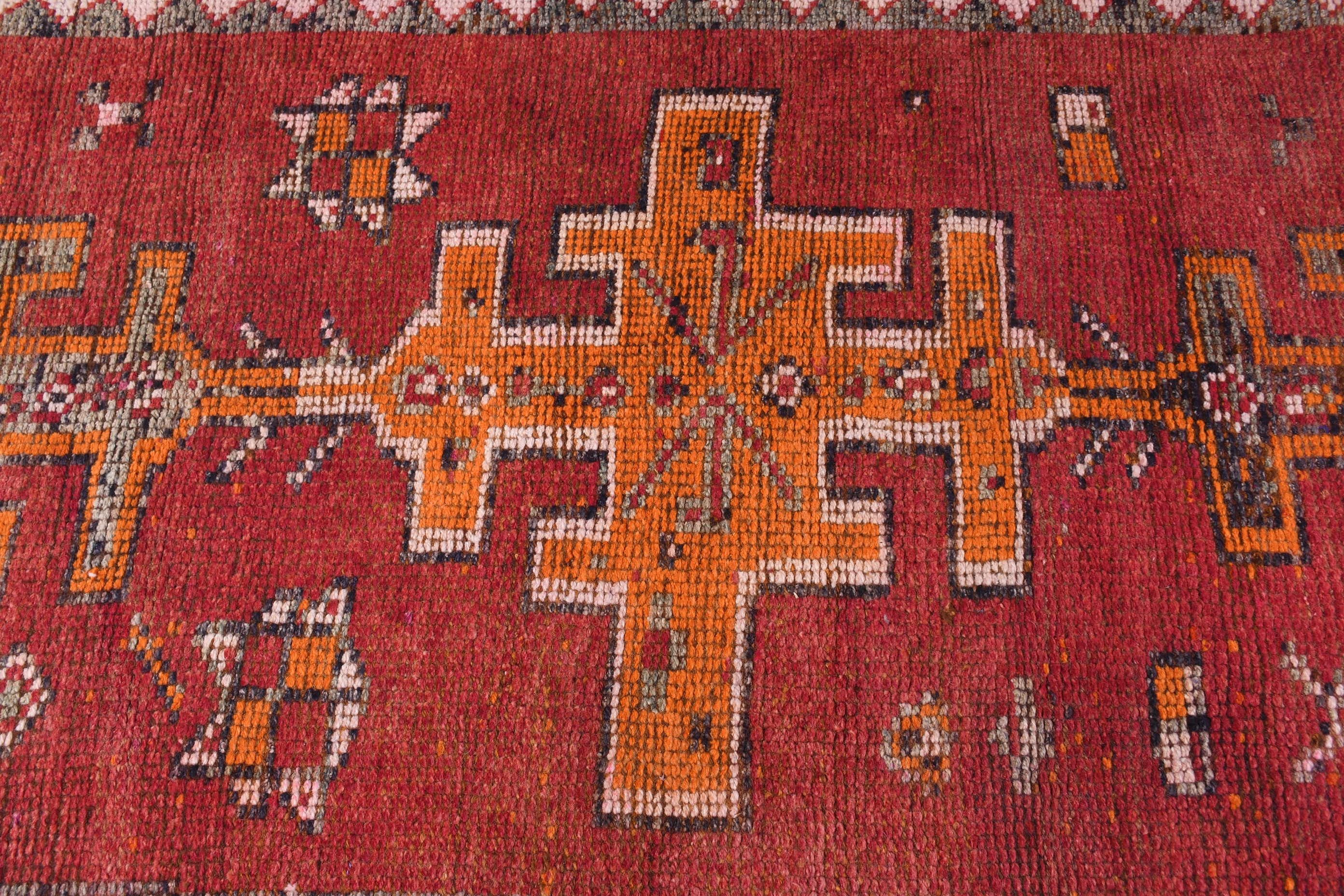 Red Moroccan Rug, Vintage Rugs, Rugs for Runner, Stair Rugs, Corridor Rugs, Floor Rugs, Turkish Rug, 3.3x8.7 ft Runner Rug, Kitchen Rug