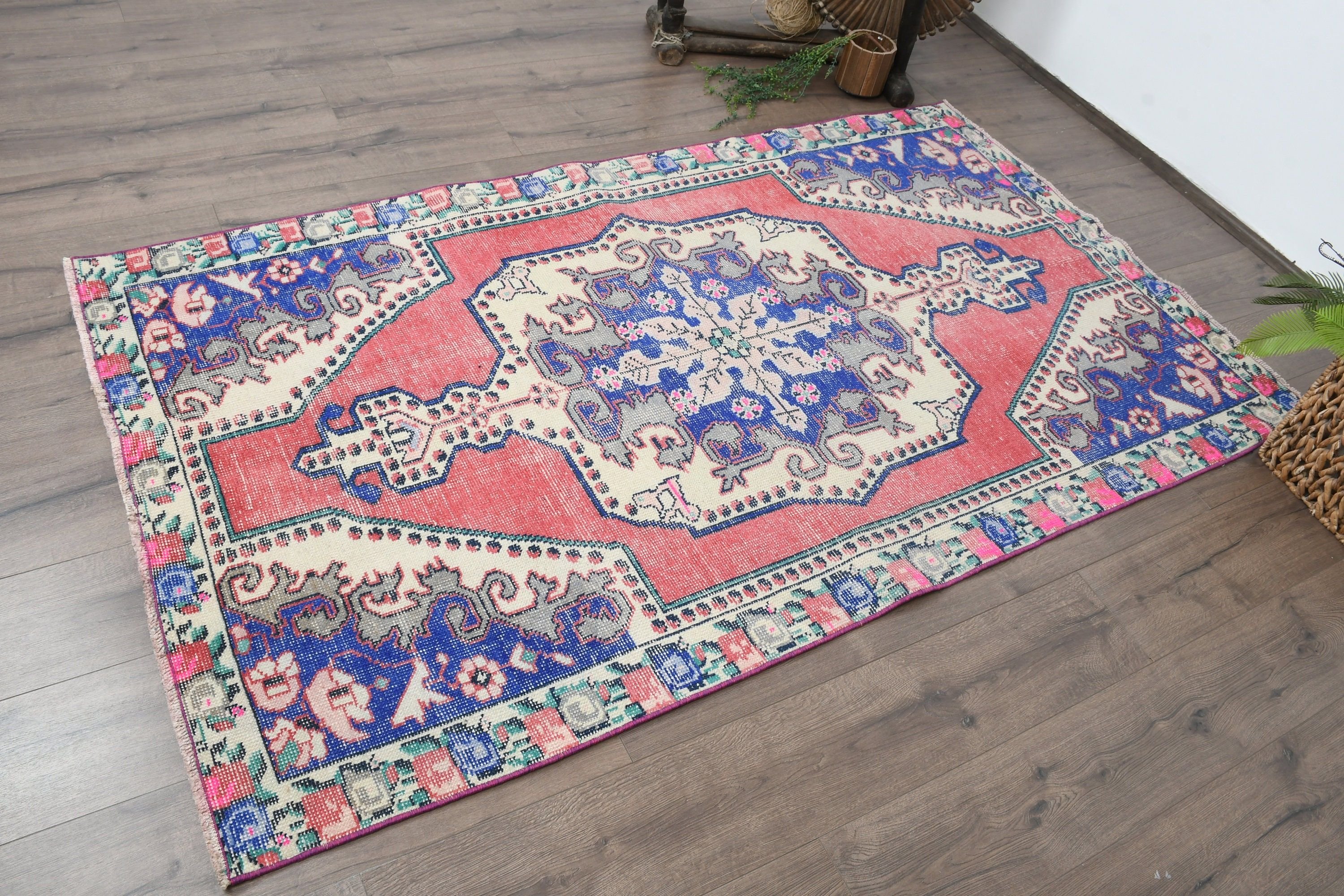 Vintage Rug, Red Oriental Rug, Oriental Rug, Turkish Rugs, Kitchen Rugs, Living Room Rug, Rugs for Dining Room, 3.9x7.1 ft Area Rug