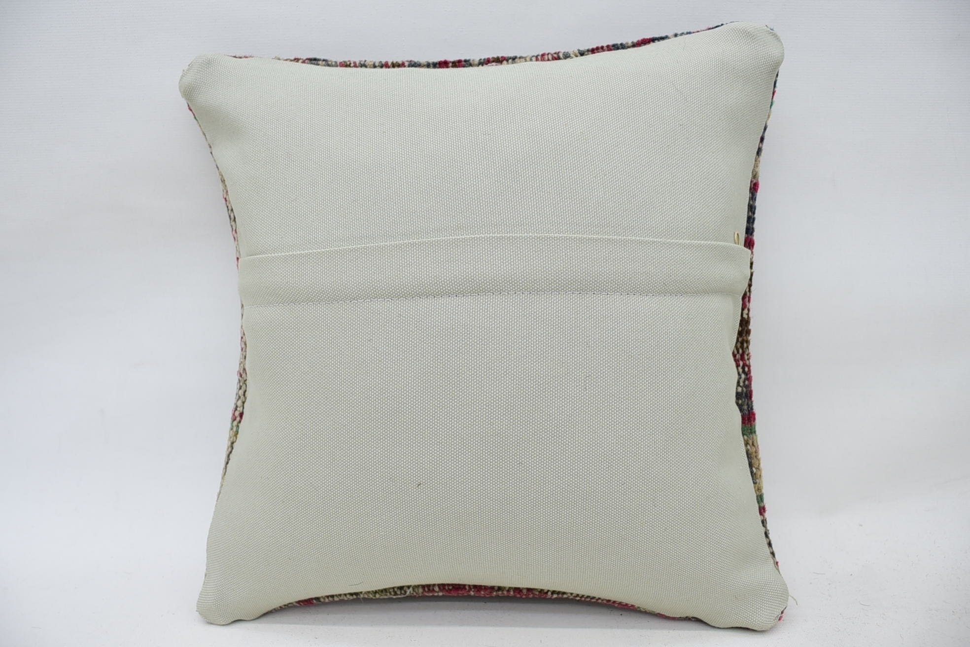 Yoga Pillow Cover, Throw Kilim Pillow, Gift Pillow, 14"x14" Beige Pillow Sham, Turkish Pillow, Crochet Pattern Pillow