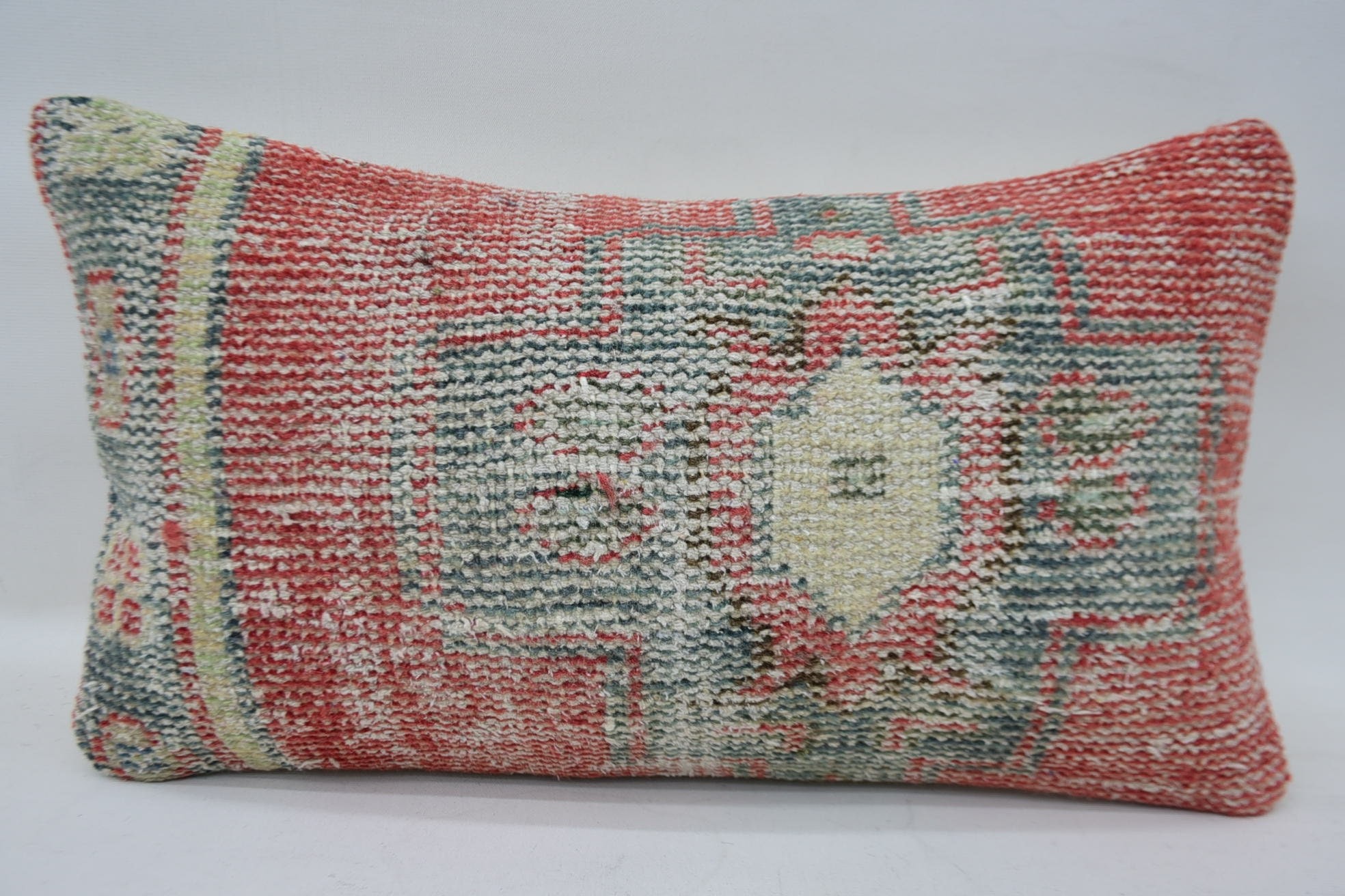 Decorative Cushion, Vintage Kilim Pillow, Turkish Kilim Pillow, Kilim Pillow, Decorative Pillow Case, 12"x20" Red Pillow, Colorful Cushion