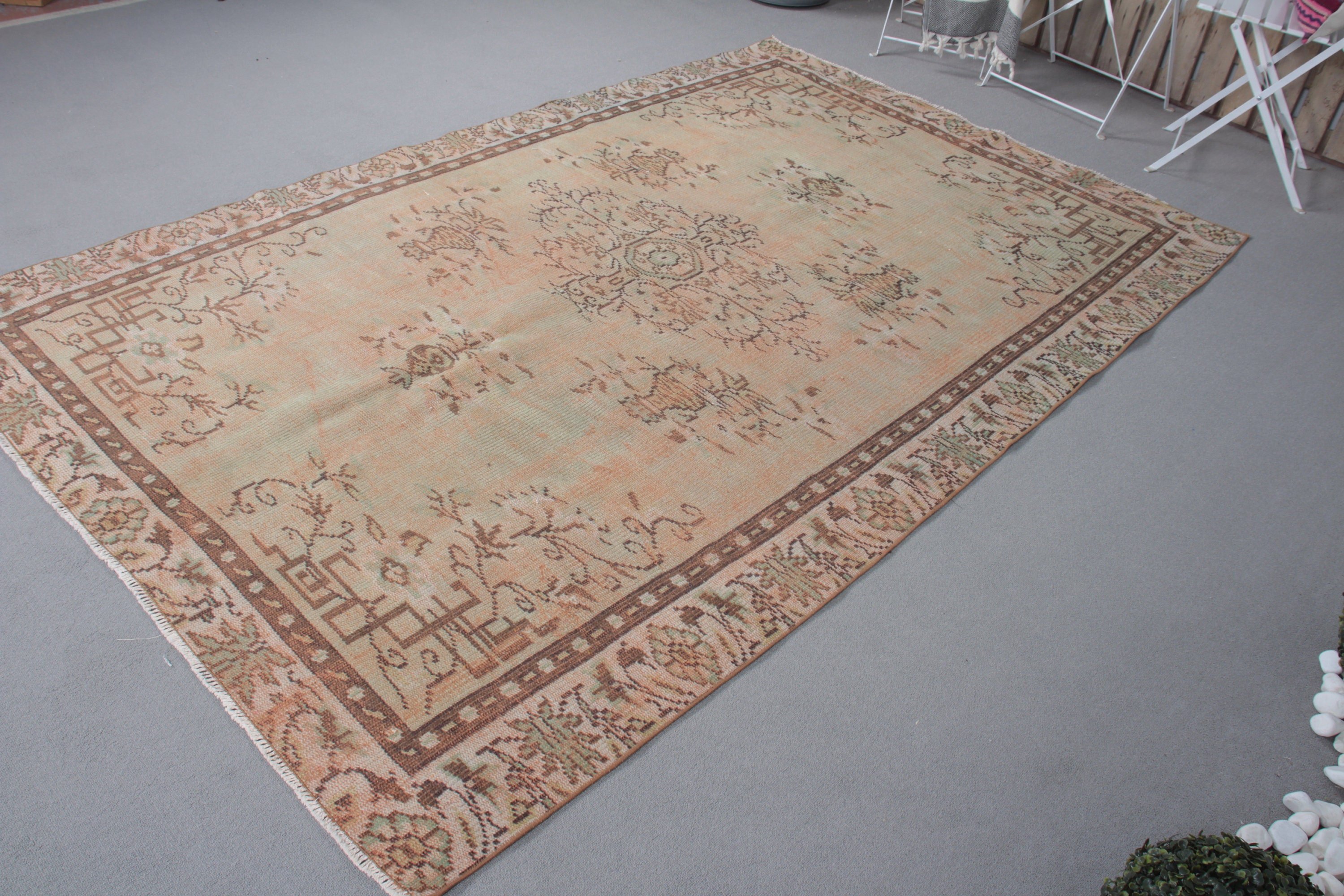 Oriental Rug, Salon Rug, Turkish Rug, 5.6x8.4 ft Large Rug, Bedroom Rugs, Boho Rugs, Vintage Rug, Beige Kitchen Rugs, Dining Room Rugs