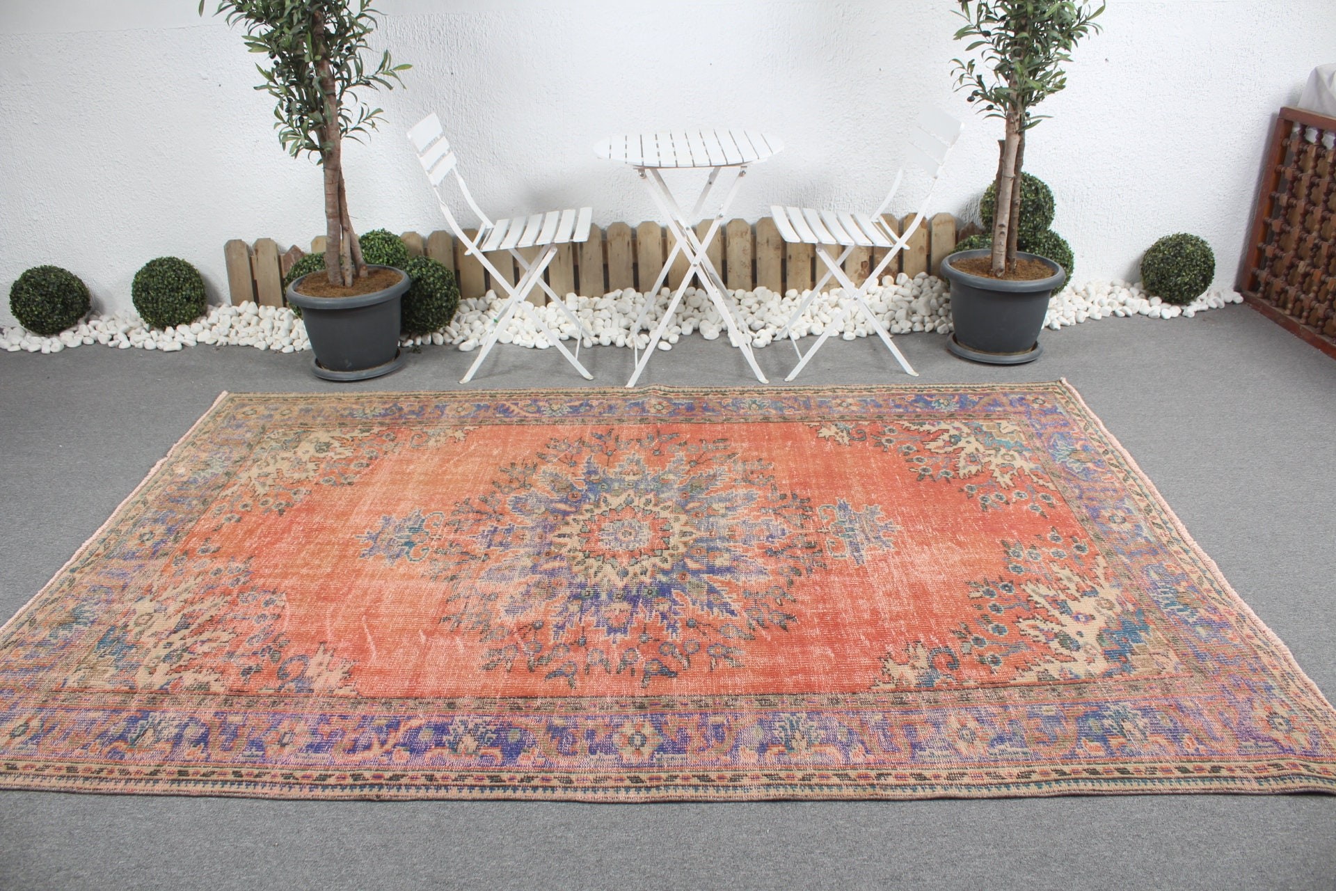 Vintage Rug, Turkish Rug, Dining Room Rugs, Retro Rug, 5.9x9 ft Large Rugs, Oriental Rug, Antique Rug, Bedroom Rugs, Red Oushak Rugs