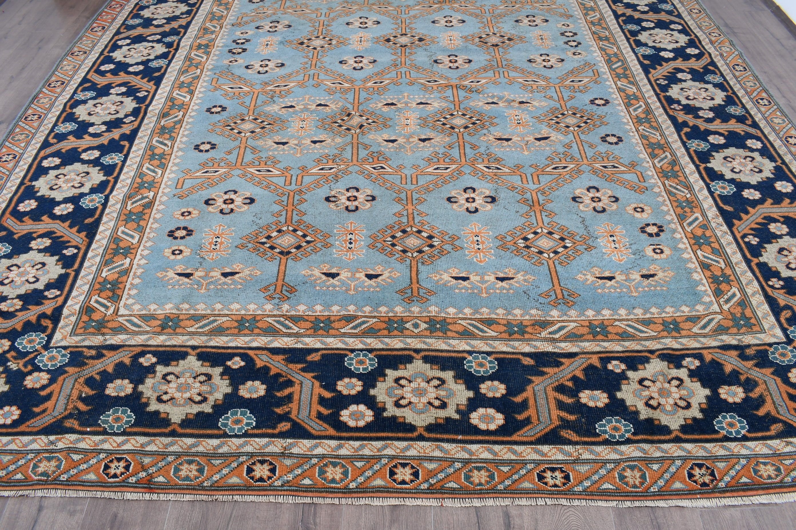 Dining Room Rug, Cool Rug, Living Room Rugs, Blue Antique Rug, Vintage Rugs, Moroccan Rug, Turkish Rug, 9.8x13.4 ft Oversize Rugs, Pale Rug