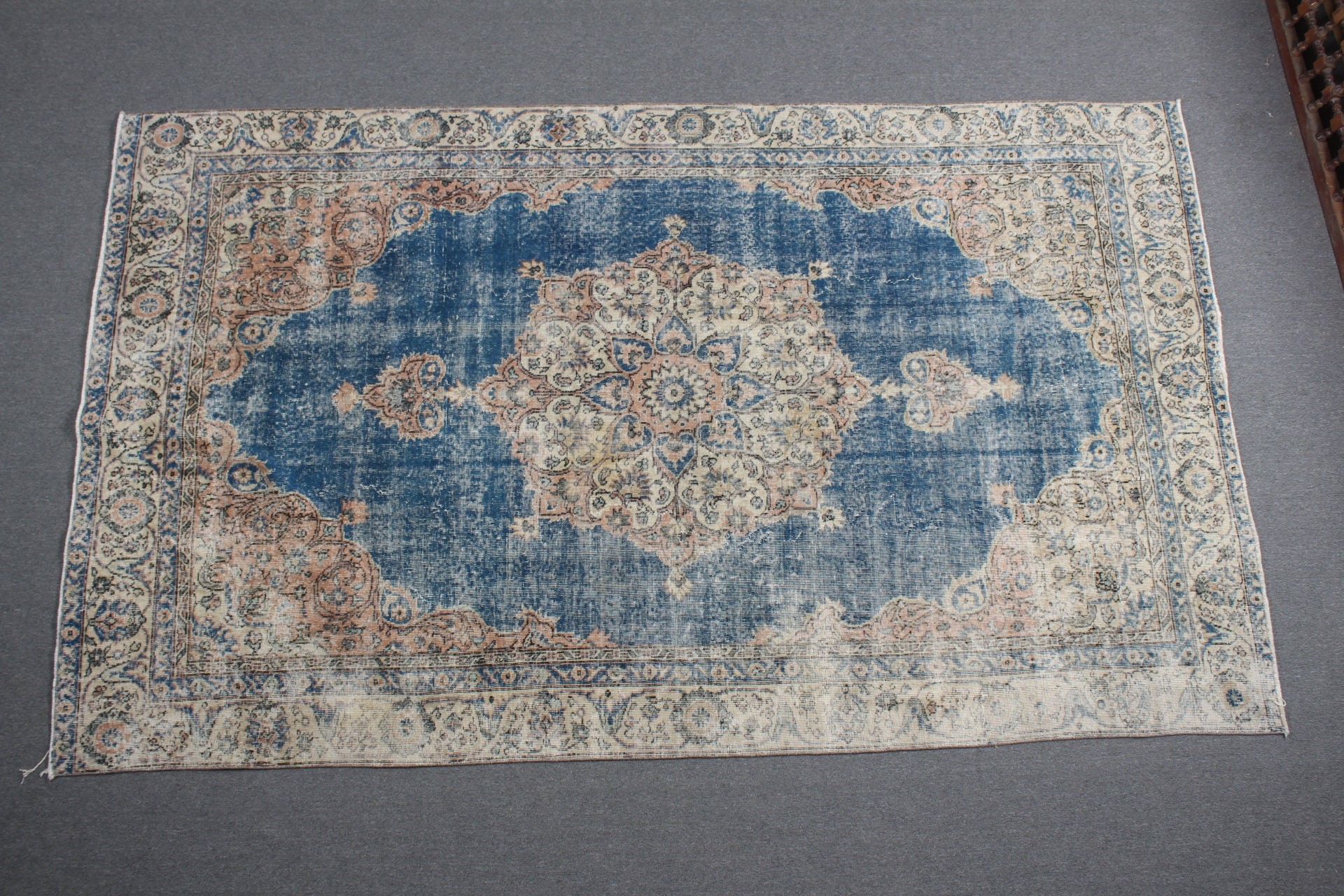 Blue Kitchen Rugs, 6.1x10 ft Large Rug, Bedroom Rug, Turkish Rugs, Living Room Rugs, Vintage Rugs, Boho Rugs, Oushak Rugs