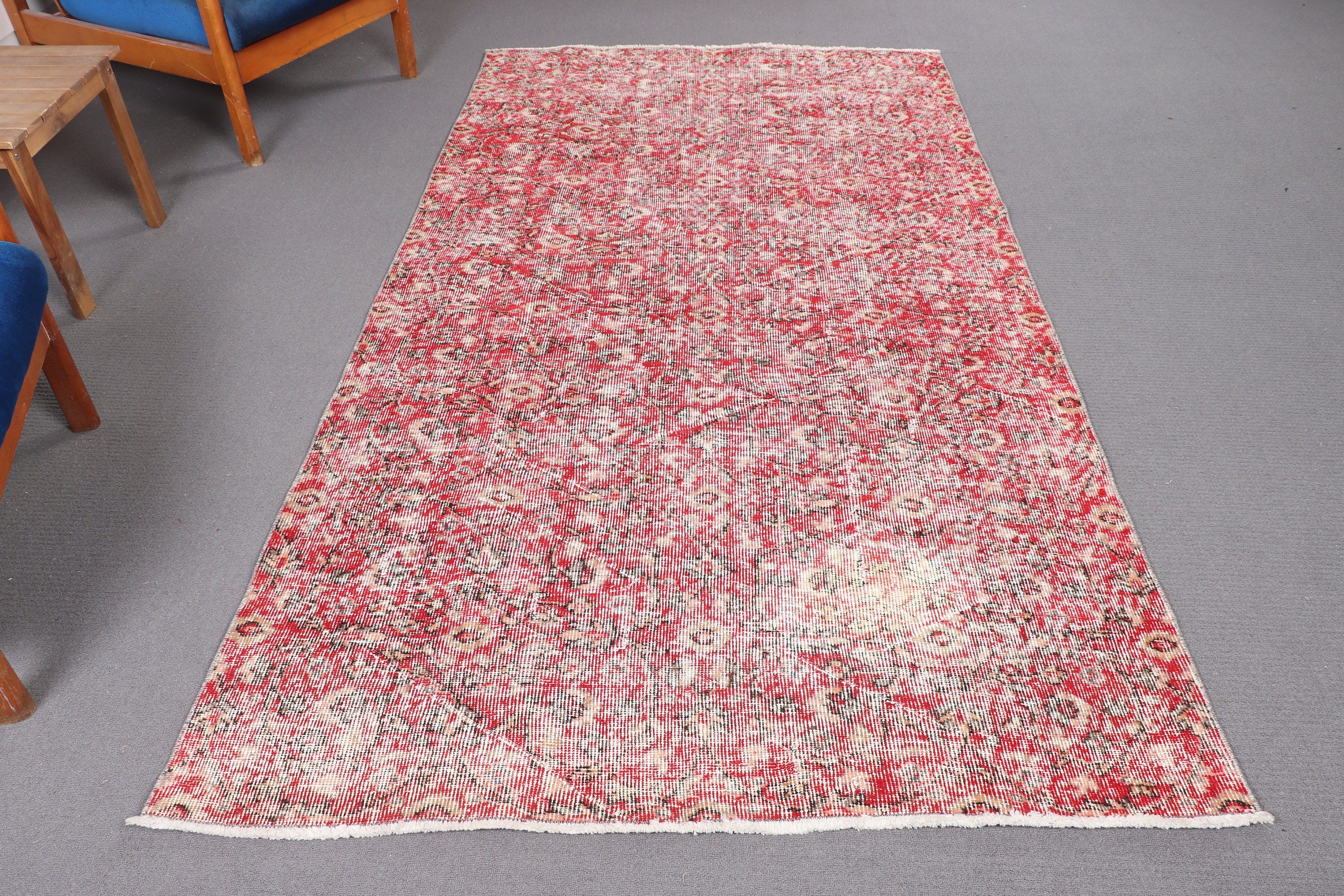 Kırmızı Lüks Halılar, 4.6x8.4 ft Alan Halısı, Geometrik Halı, Yatak Odası Halıları, Etnik Halılar, Anadolu Halıları, Vintage Halılar, Türk Halıları, Boho Bölge Halıları