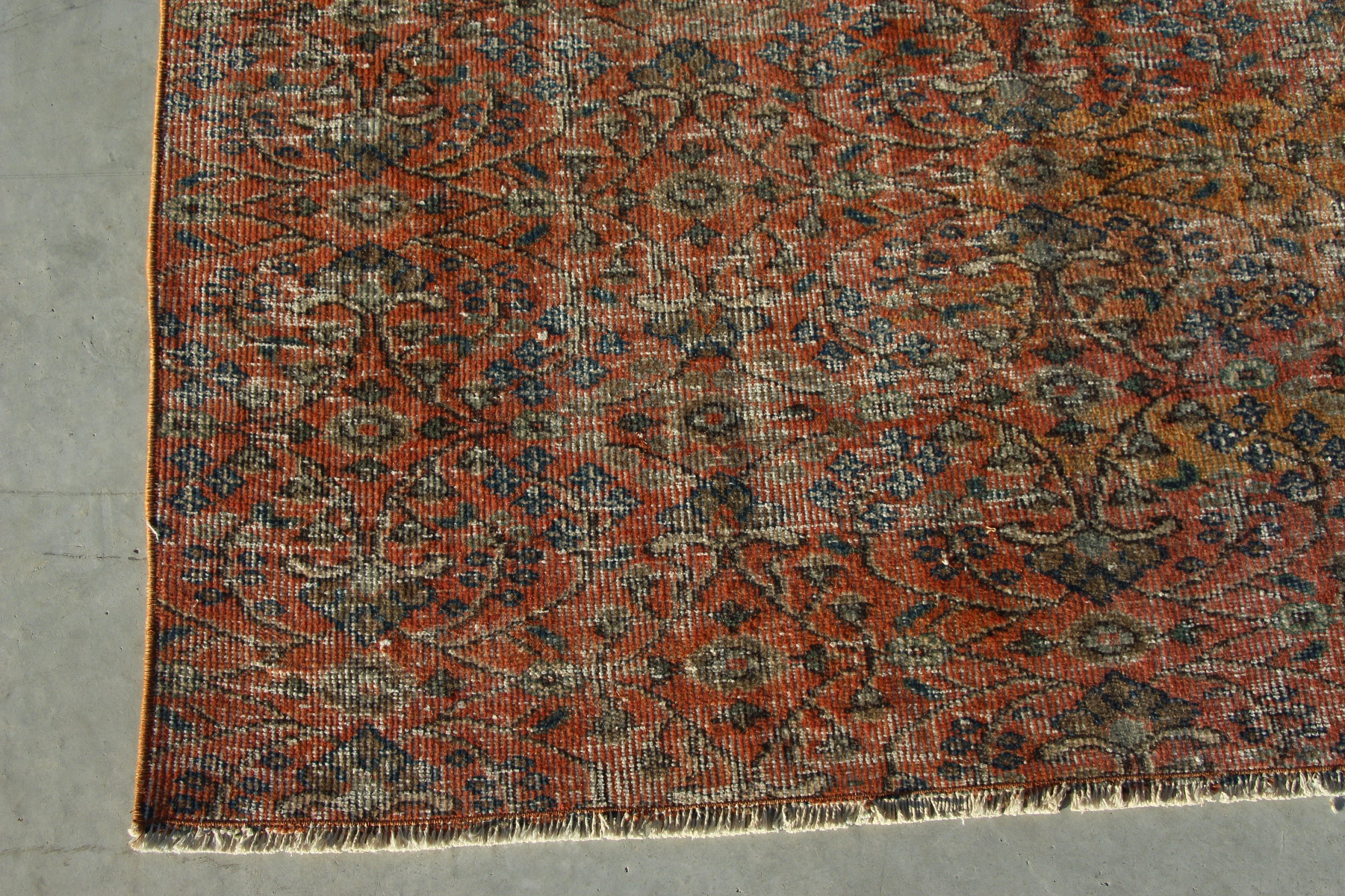 4.6x7.2 ft Area Rug, Turkish Rug, Rugs for Dining Room, Vintage Rugs, Floor Rug, Kitchen Rug, Oriental Rug, Bedroom Rugs, Orange Wool Rug