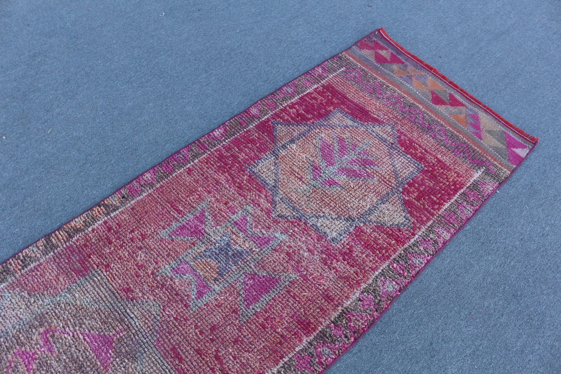 Rugs for Corridor, Vintage Rug, Bedroom Rug, Corridor Rug, 2.7x9.6 ft Runner Rug, Pink Floor Rug, Hallway Rug, Turkish Rugs