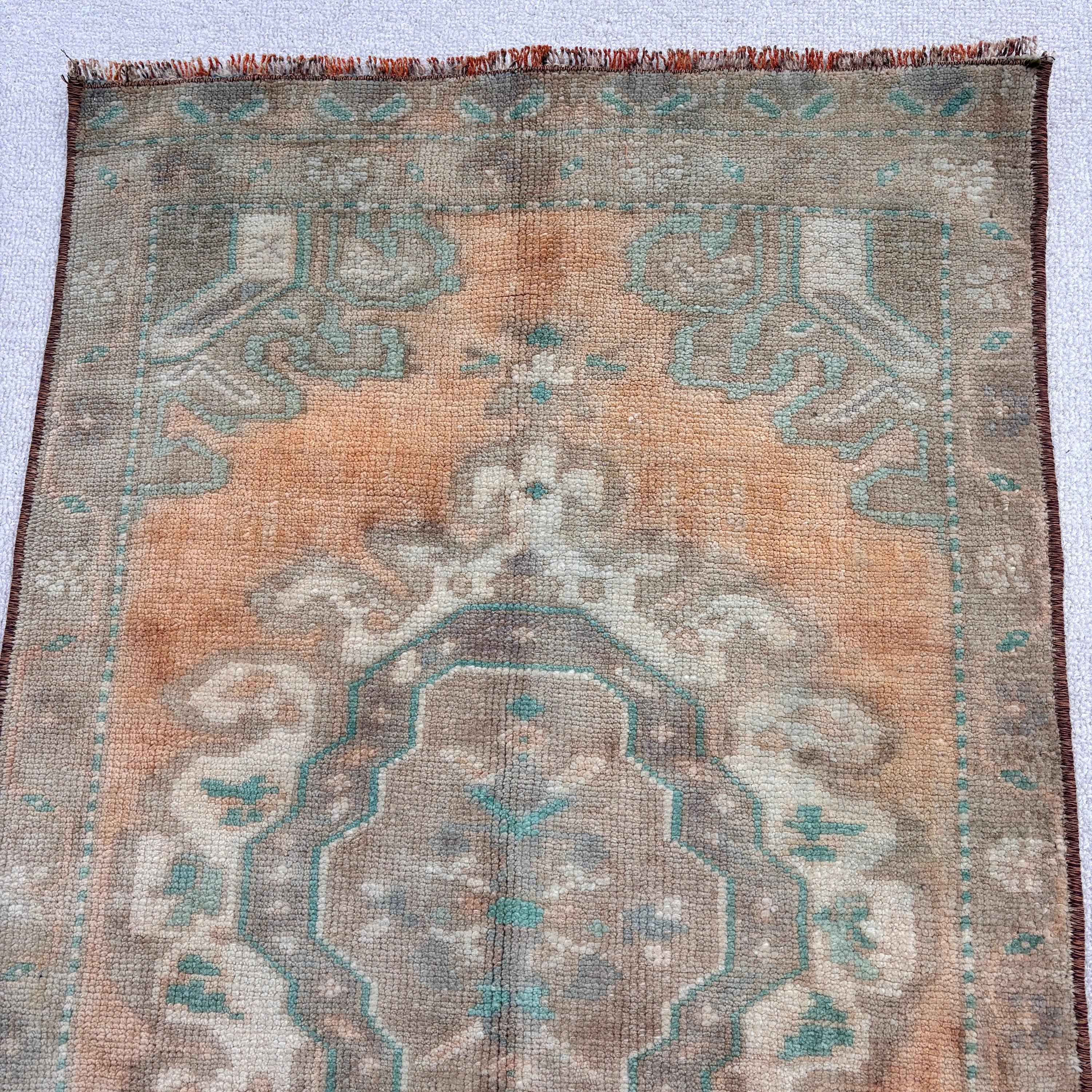 Turuncu Yün Halı, Banyo Halıları, El Dokuma Halı, Vintage Halılar, 1.9x3.1 ft Küçük Halılar, Türk Halısı, El Yapımı Halılar, Kapı Paspası Halısı