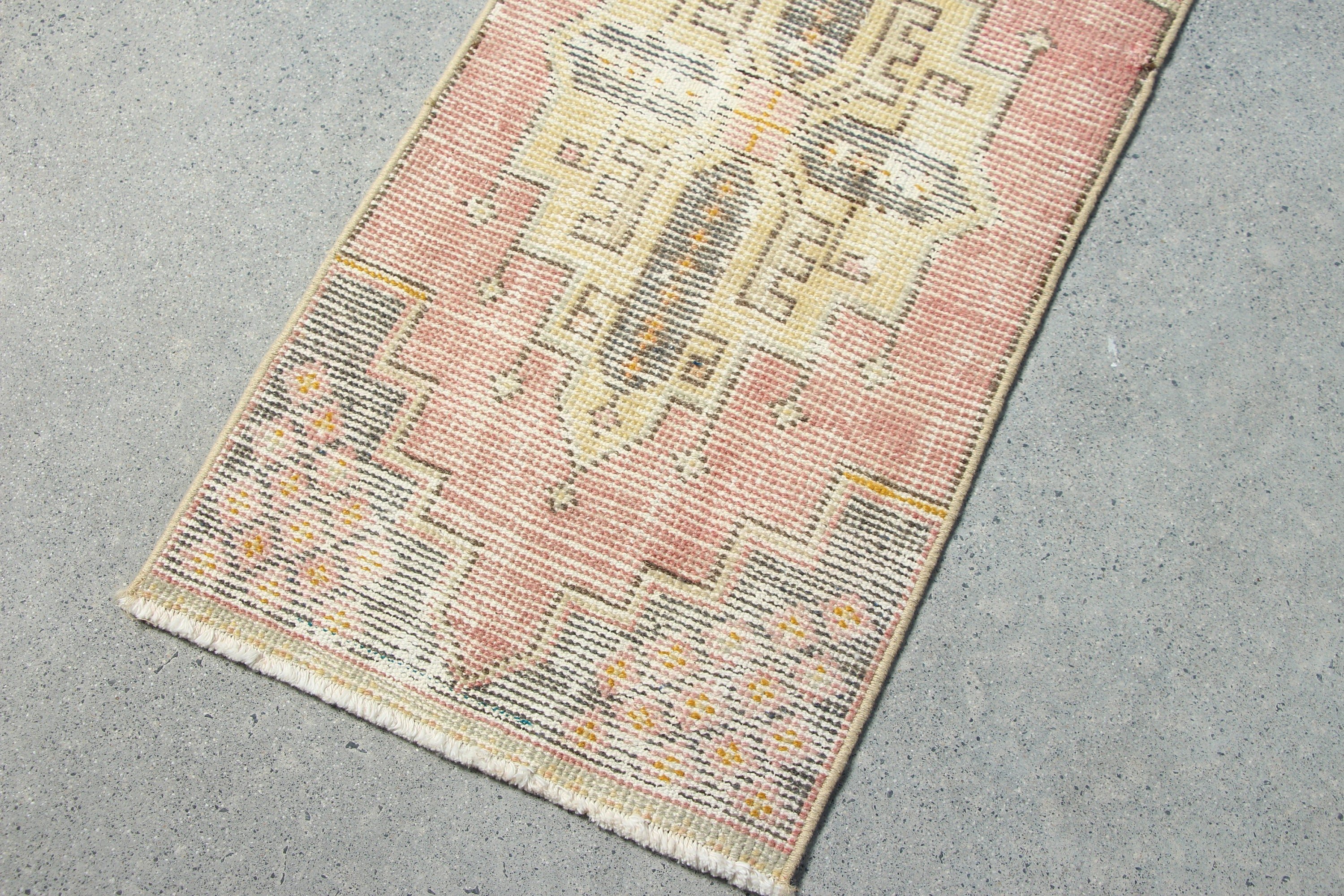 Wall Hanging Rugs, Floor Rug, Pink Cool Rugs, 1.4x3 ft Small Rug, Turkish Rug, Kitchen Rug, Rugs for Entry, Vintage Rug