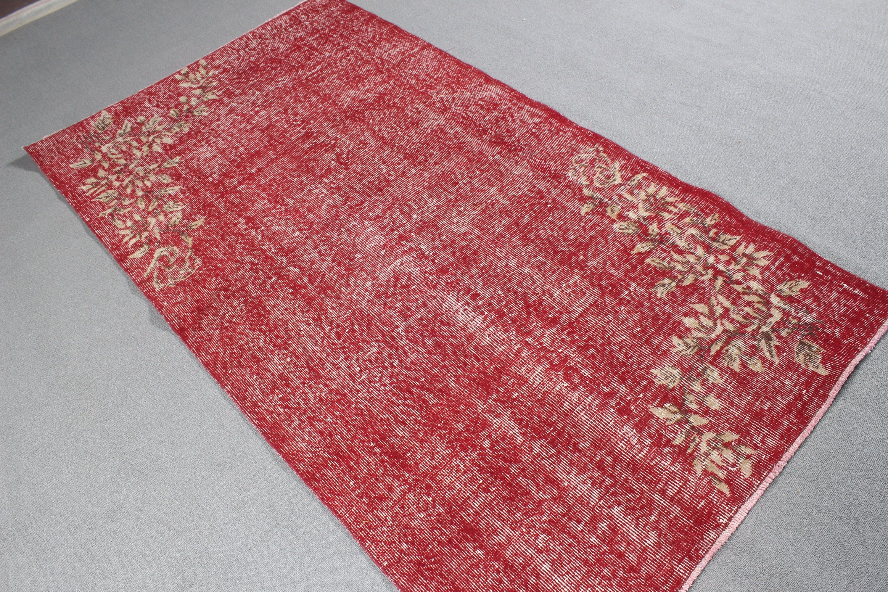 Kitchen Rugs, Turkish Rugs, 3.6x6.5 ft Accent Rugs, Anatolian Rugs, Office Rug, Vintage Rugs, Entry Rug, Rugs for Bedroom, Red Moroccan Rug