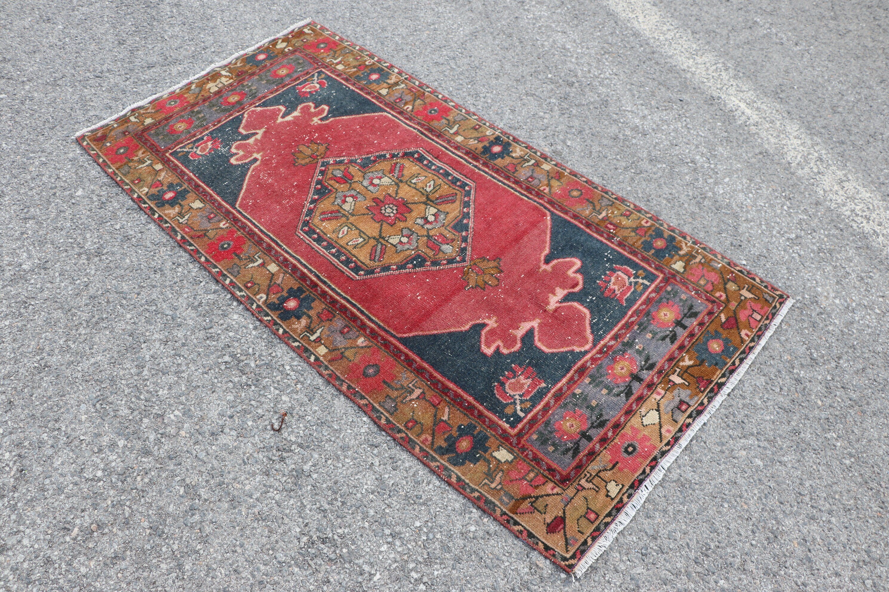 Rugs for Kitchen, Vintage Rug, Oushak Rugs, Kitchen Rug, Turkish Rug, Antique Rug, Entry Rug, Red Home Decor Rug, 3.1x6 ft Accent Rug