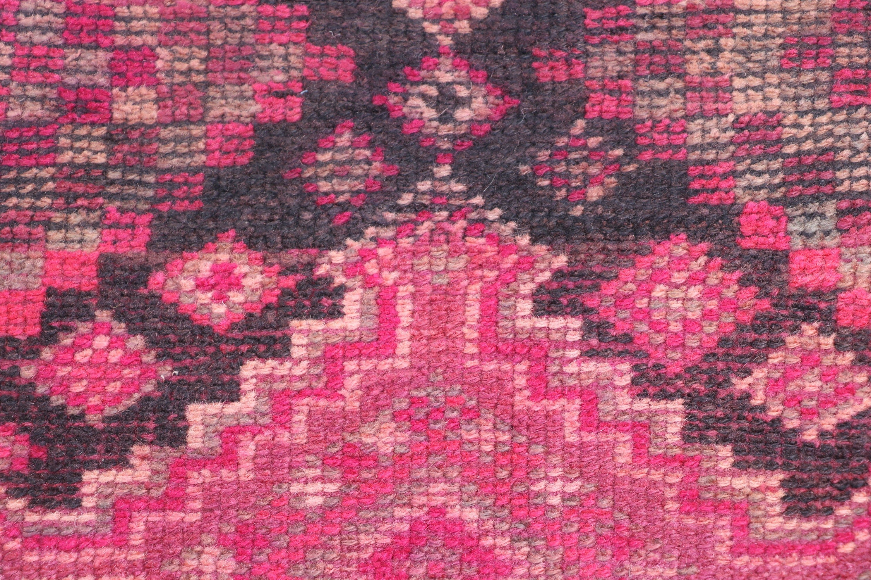 Pink Statement Rug, Vintage Rugs, Ethnic Rug, 2.7x14.2 ft Runner Rugs, Bedroom Rug, Beni Ourain Runner Rugs, Flatweave Rugs, Turkish Rug