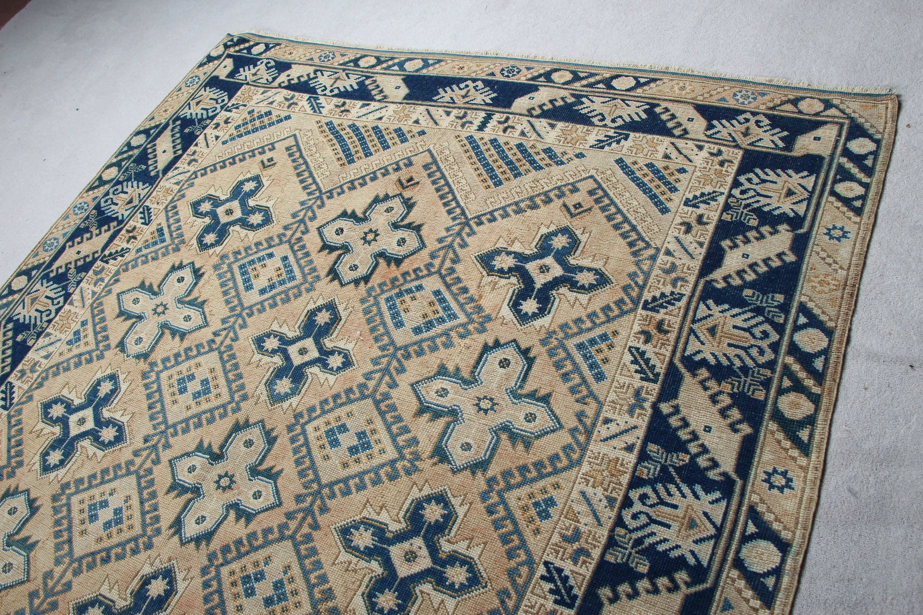 Oturma Odası Halıları, Mutfak Halıları, Eski Halı, Turuncu Antika Halı, Türk Halıları, Yatak Odası Halısı, Oushak Halısı, 6,4x9,1 ft Büyük Halılar, Vintage Halı