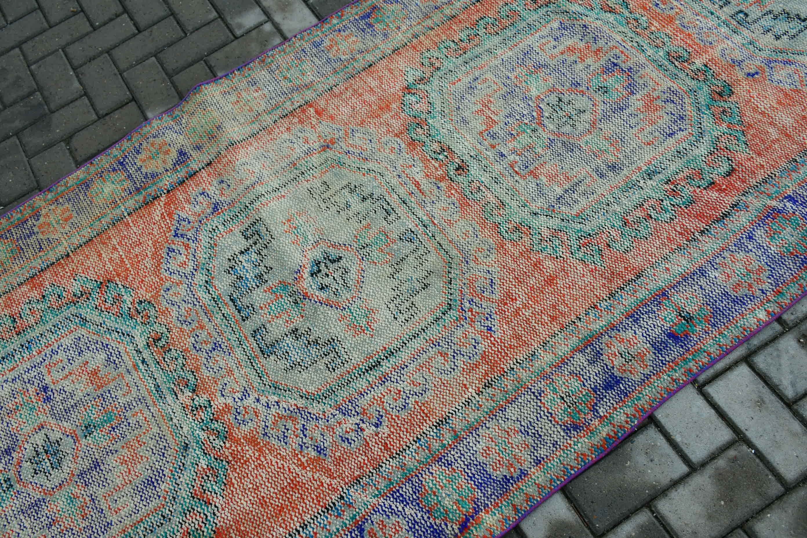 Turkish Rugs, Stair Rug, Vintage Rug, Home Decor Rug, Floor Rug, Rugs for Runner, Orange  4x11.5 ft Runner Rug, Oushak Rug