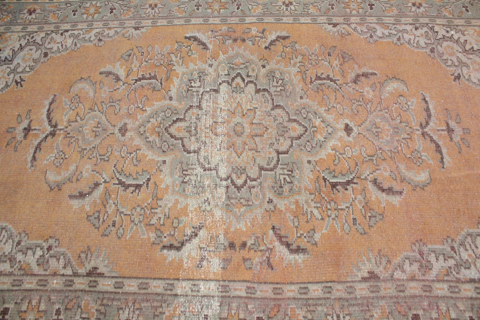 Salon Halısı, Oturma Odası Halısı, Türk Halıları, 5.3x8.5 ft Büyük Halılar, Fas Halısı, Yatak Odası Halıları, Turuncu Yün Halı, Vintage Halı, Salon Halıları