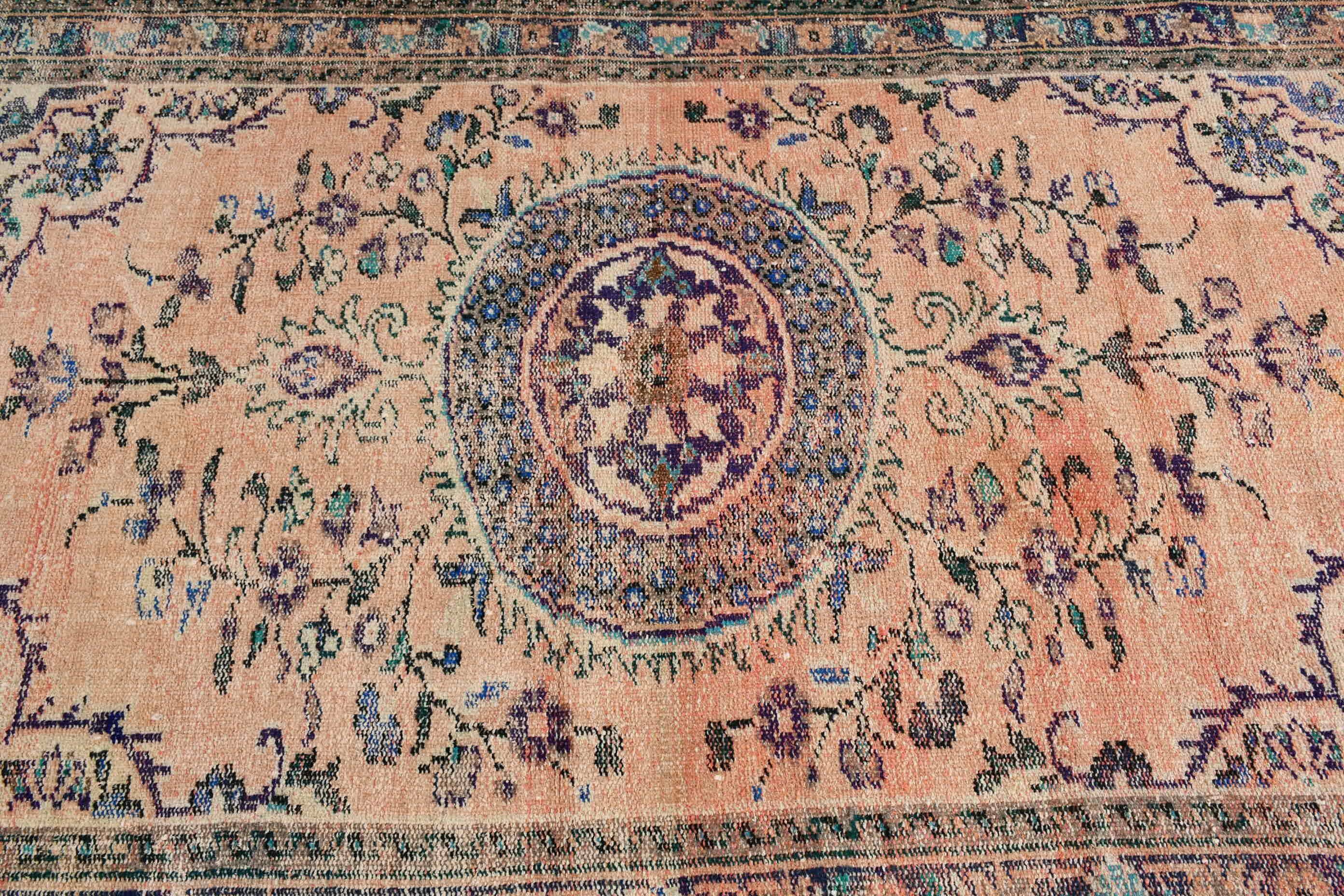 Türk Halısı, 4.8x7.7 ft Alan Kilimi, Vintage Halı, Mutfak Halısı, Anadolu Halıları, Yatak Odası Halıları, Turuncu Oushak Halısı, Göçebe Halısı, Mutfak Halıları