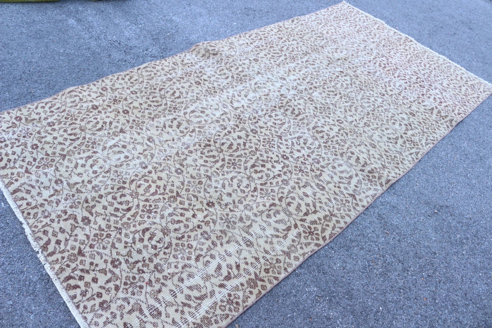 Beige Cool Rug, Turkish Rug, Bright Rug, Bedroom Rugs, 4.4x8.9 ft Area Rugs, Anatolian Rugs, Vintage Rug, Dining Room Rug