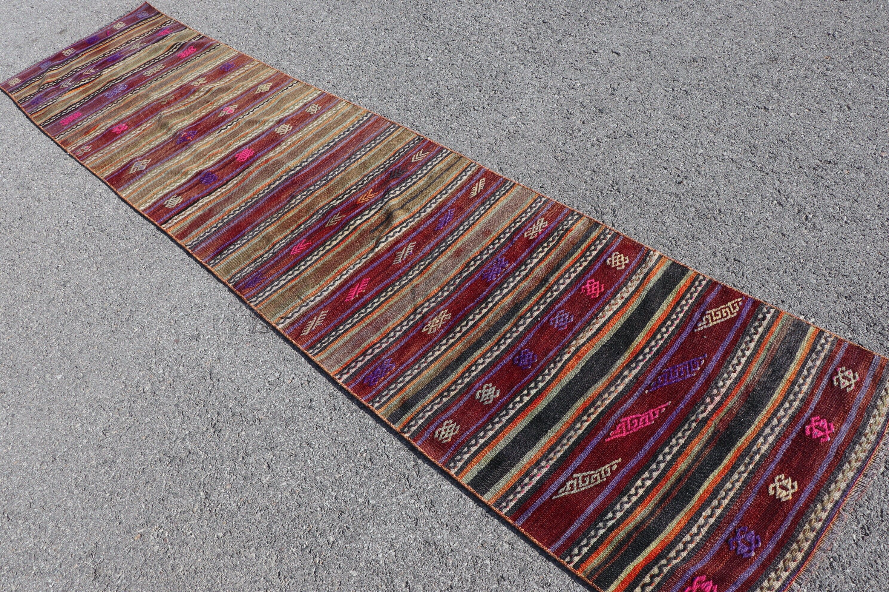 Home Decor Rugs, Hallway Rug, 2.3x10.6 ft Runner Rug, Cute Rug, Brown Cool Rug, Kilim, Bedroom Rugs, Vintage Rug, Corridor Rug, Turkish Rug