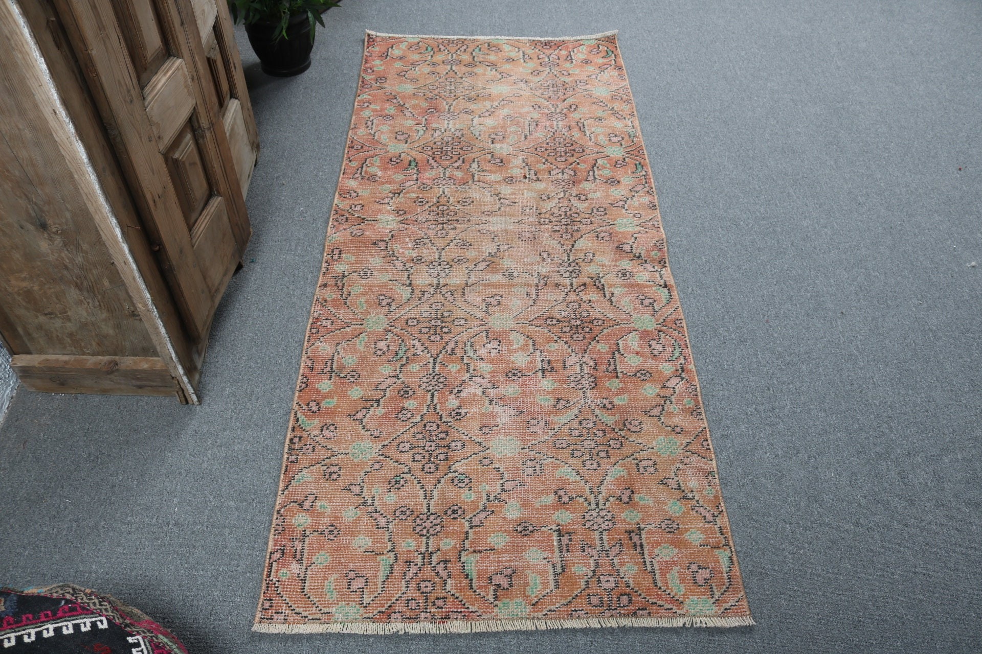 Vintage Halılar, Dekoratif Halılar, Türk Halıları, Anadolu Halıları, Turuncu Oryantal Halılar, Geometrik Halılar, 2,7x6,3 ft Vurgulu Halılar, Çocuk Halıları