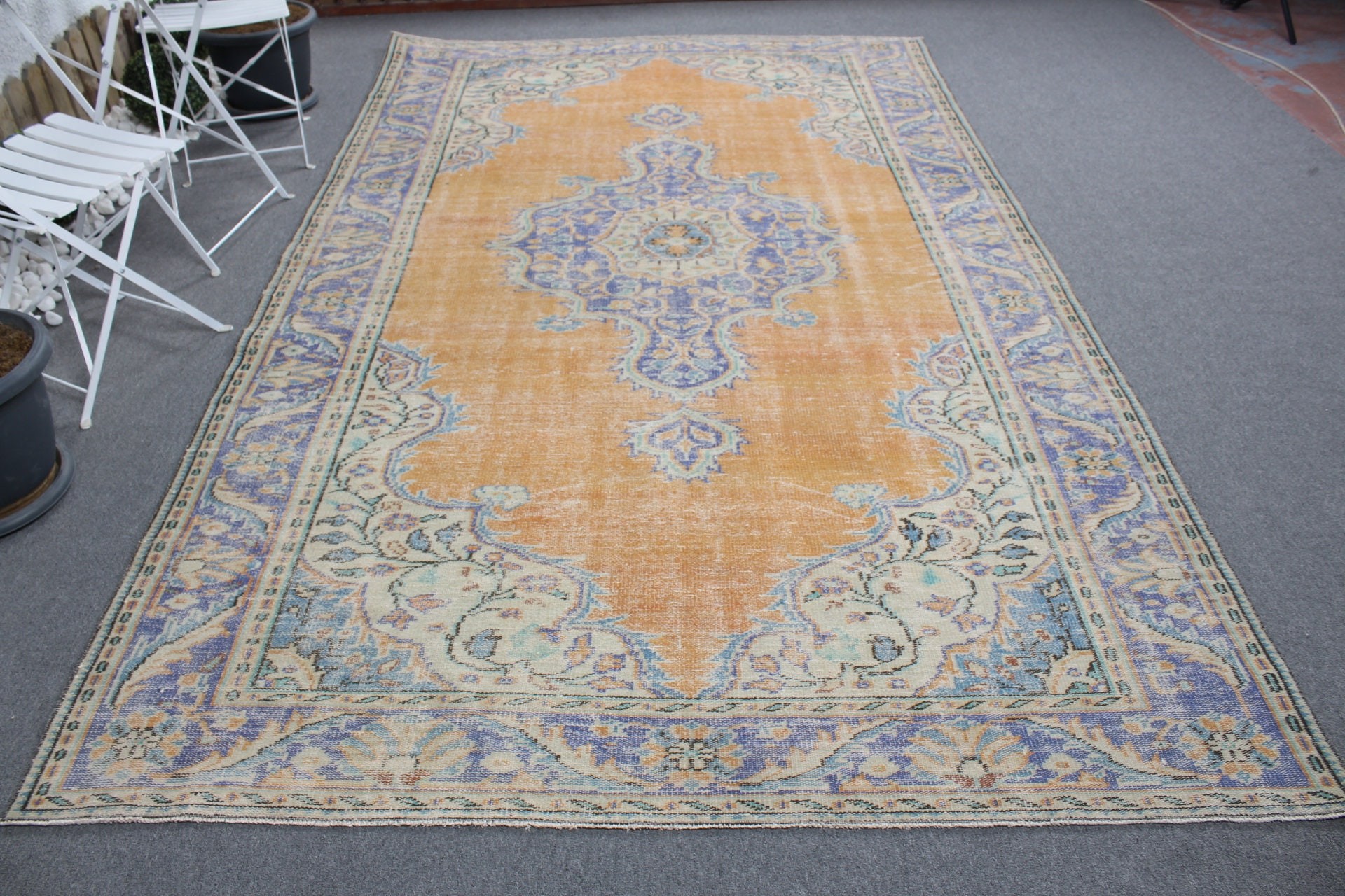 Living Room Rug, Turkish Rug, Yellow Kitchen Rug, Vintage Rug, 6.4x11.2 ft Oversize Rug, Floor Rug, Saloon Rug, Dorm Rug