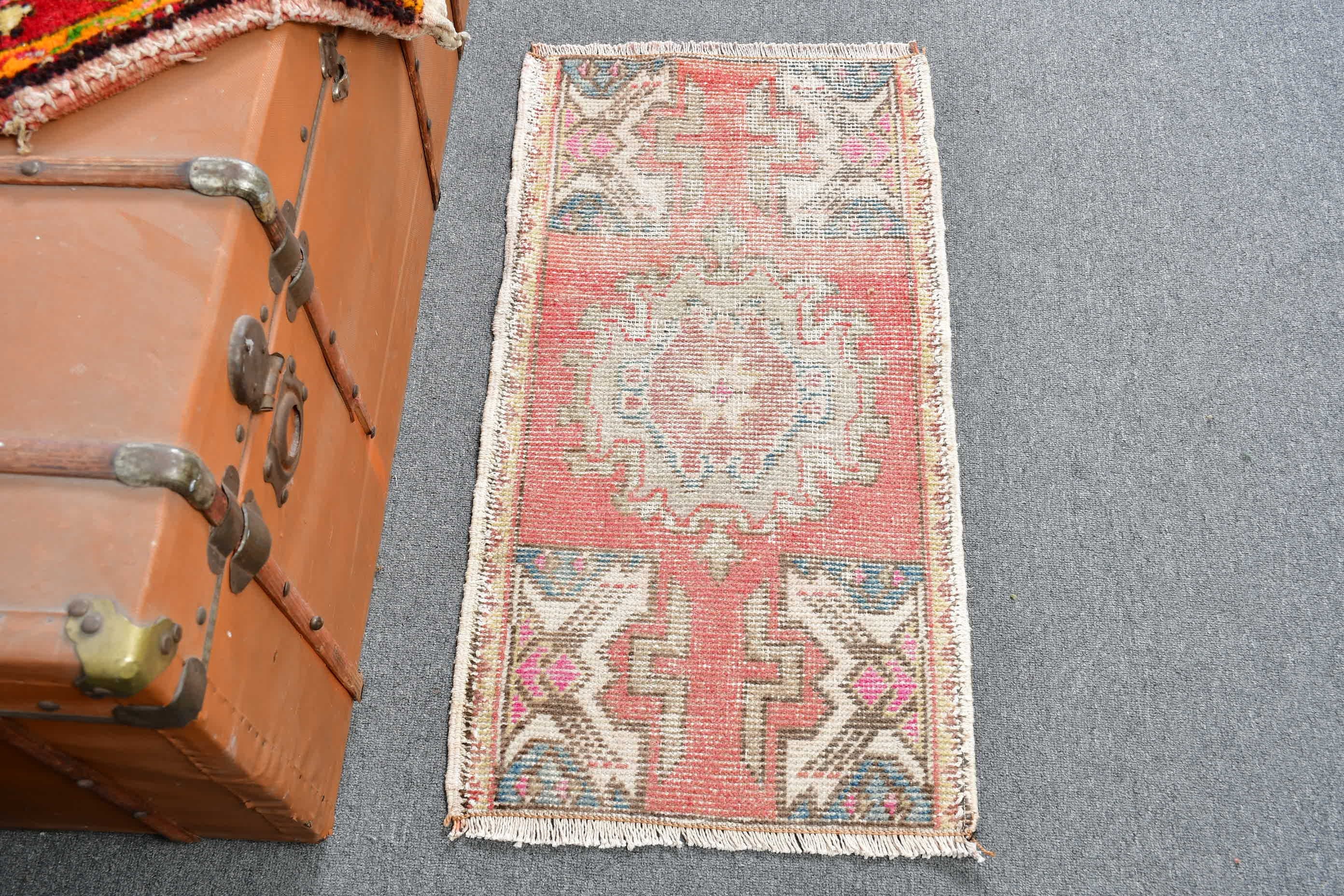 Custom Rug, Anatolian Rug, 1.5x2.8 ft Small Rugs, Kitchen Rugs, Door Mat Rugs, Wall Hanging Rug, Turkish Rug, Red Oushak Rug, Vintage Rug