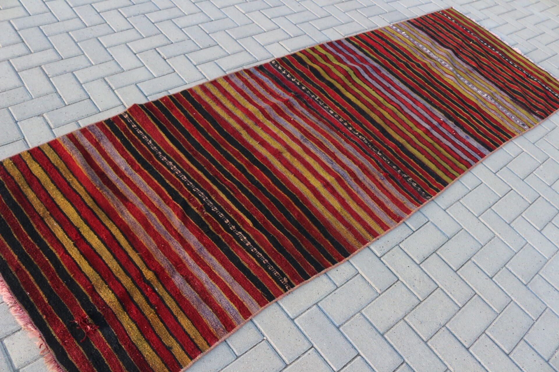 Kırmızı Oryantal Halı, Vintage Halı, Mutfak Halıları, Yer Halıları, Mutfak Halısı, Anadolu Halısı, Kilim, Türk Halısı, 3.2x10.2 ft Yolluk Halısı