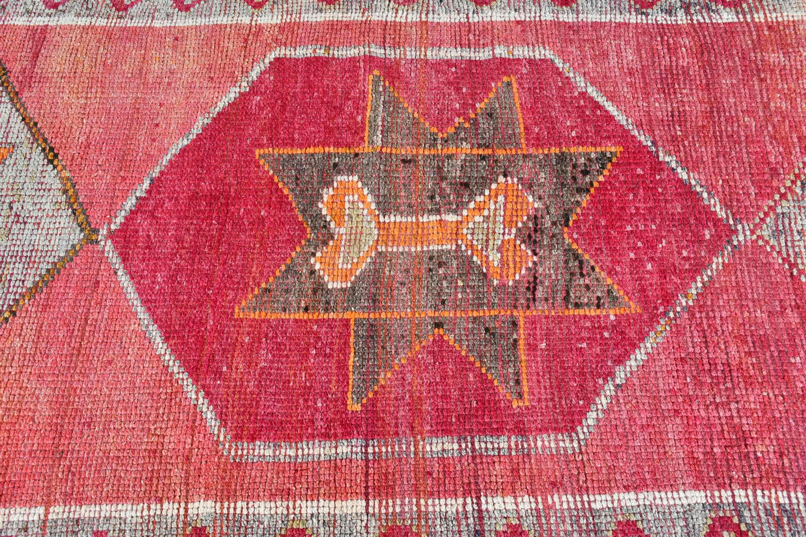 Turkish Rug, 3.3x10.4 ft Runner Rug, Rugs for Kitchen, Vintage Rug, Kitchen Rugs, Wool Rugs, Pink Oushak Rug, Hallway Rug, Oushak Rugs