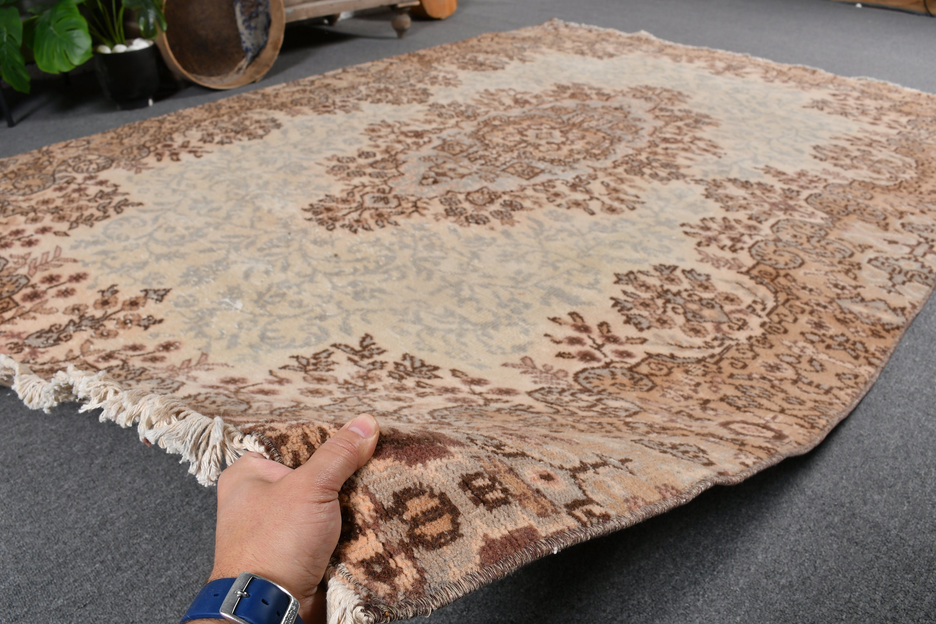 5.9x8.3 ft Büyük Halı, Ev Dekorasyonu Halıları, Bej Antika Halı, Yatak Odası Halıları, Vintage Halı, Sessiz Halı, Yemek Odası Halısı, Fas Halısı, Türk Halıları