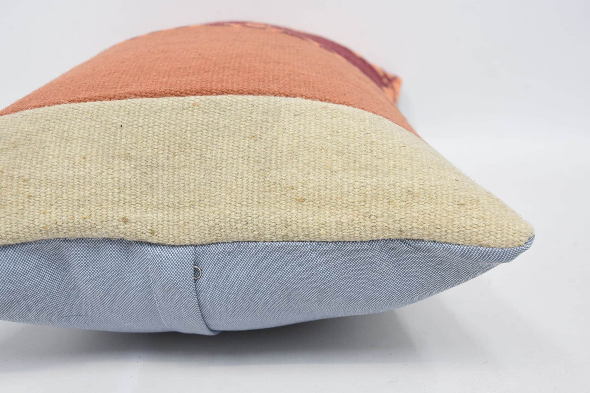 Ethnical Kilim Rug Pillow, 16"x24" Orange Cushion Case, Vintage Kilim Throw Pillow, Kilim Cushion Sham, Luxury Cushion