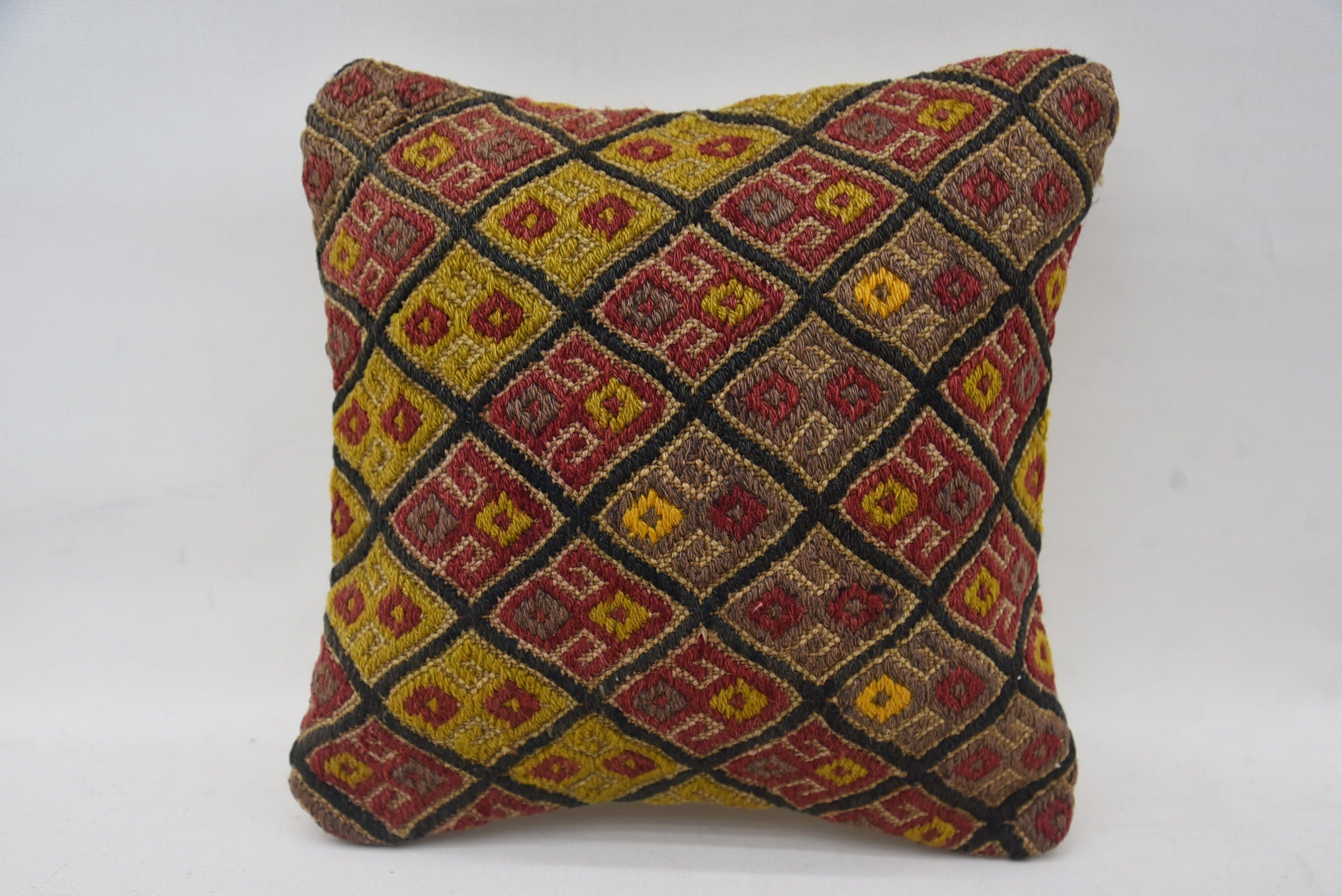 Vintage Kilim Throw Pillow, Kilim Pillow, Interior Designer Pillow, Handwoven Pillow Cover Pillow Case, 12"x12" Red Pillow Sham