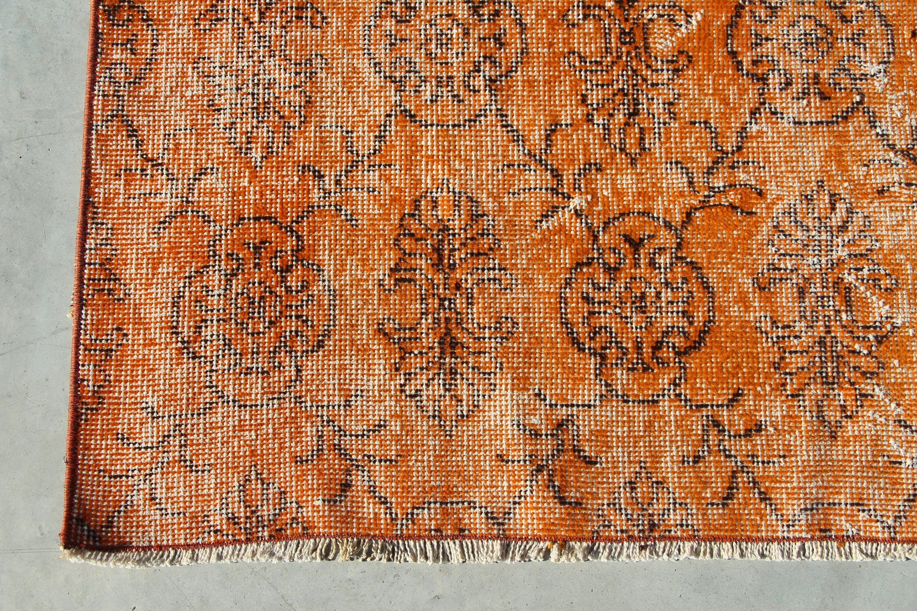 Turuncu Anadolu Halısı, Vintage Halı, El Dokuma Halısı, Türk Halısı, 3.7x6.3 ft Accent Halıları, Havalı Halı, Yatak Odası Halısı, Ev Dekorasyonu Halıları, Mutfak Halısı