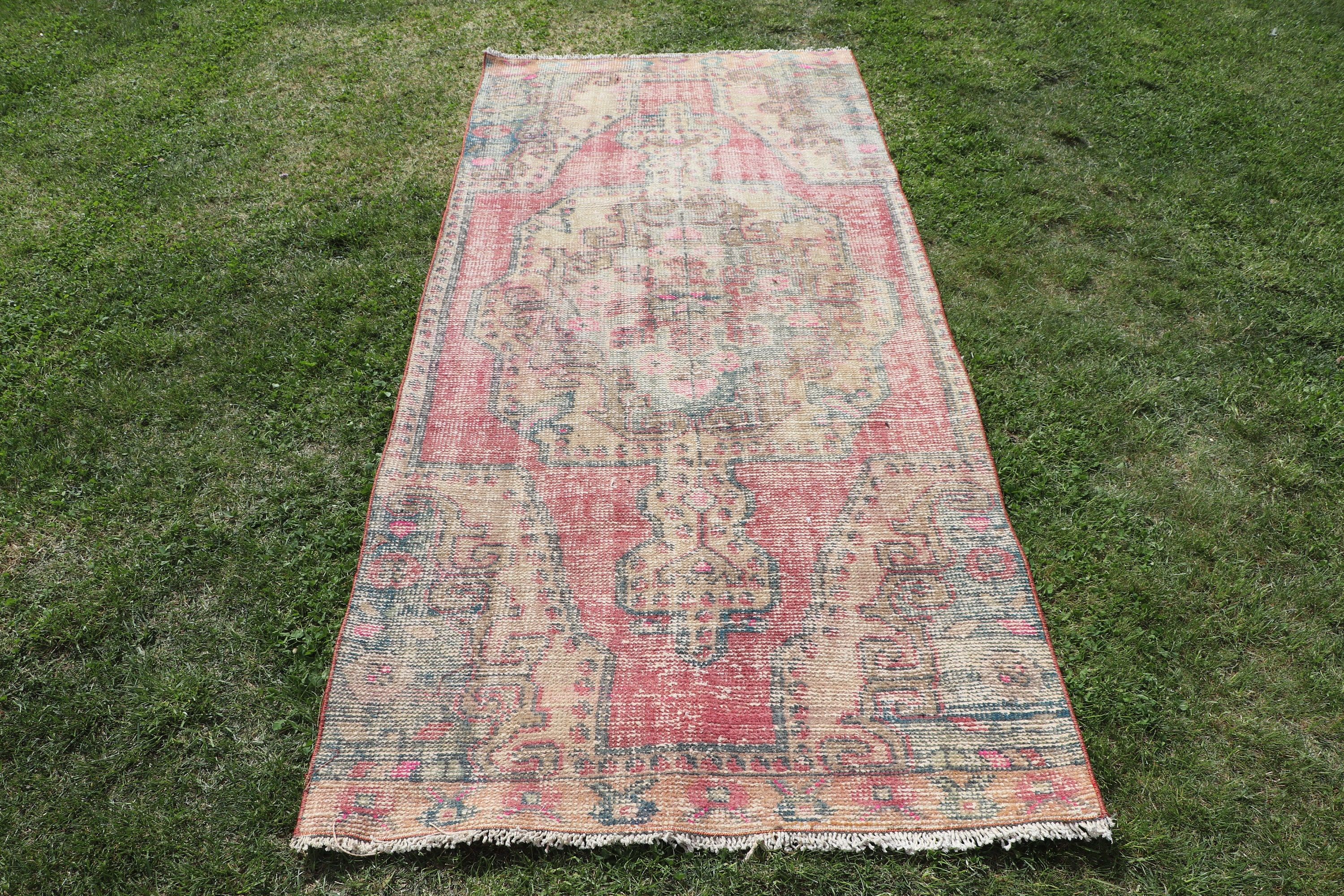 Turkish Rug, Aztec Rugs, Vintage Rugs, Living Room Rug, Boho Rugs, Floor Rugs, Red Moroccan Rugs, 3.3x7.6 ft Area Rug, Dining Room Rug