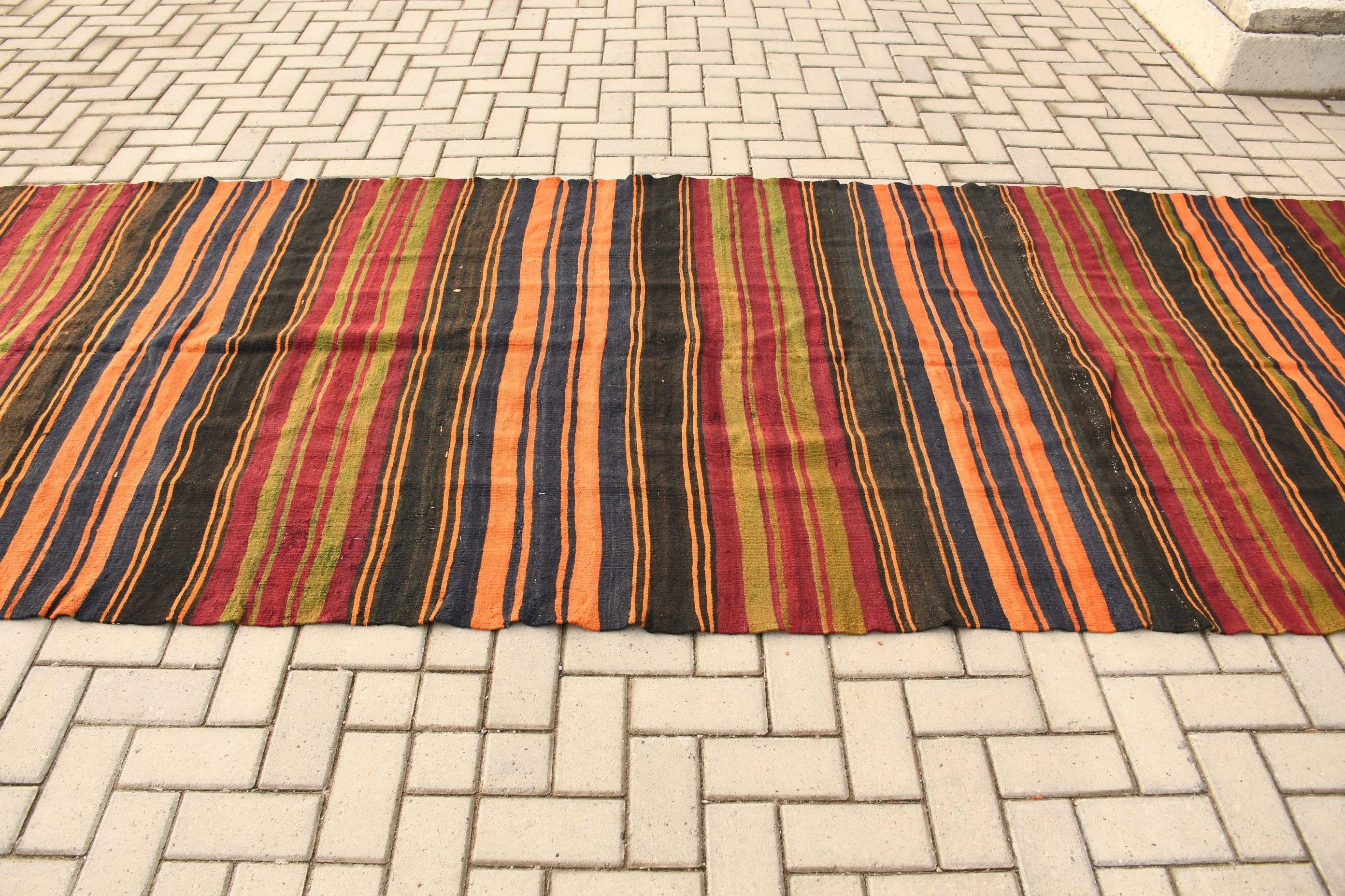 Orange Floor Rug, Rugs for Corridor, Dorm Rug, Cool Rugs, Turkish Rug, Stair Rug, Kilim, Vintage Rug, 4.6x13 ft Runner Rug