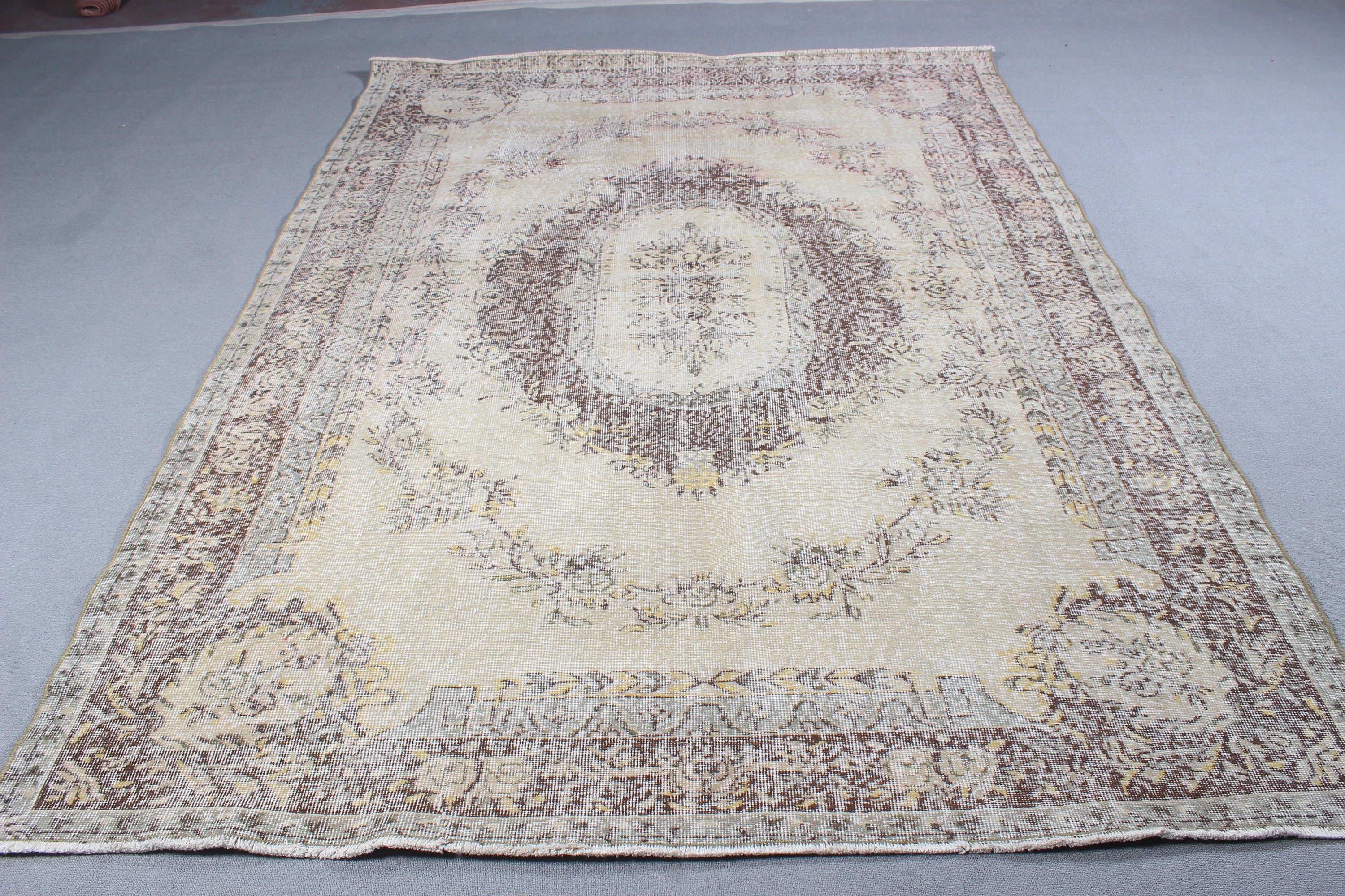 Luxury Rugs, Salon Rugs, Living Room Rugs, 6.7x9.3 ft Large Rugs, Turkish Rugs, Moroccan Rug, Vintage Rugs, Neutral Rugs, Beige Boho Rugs