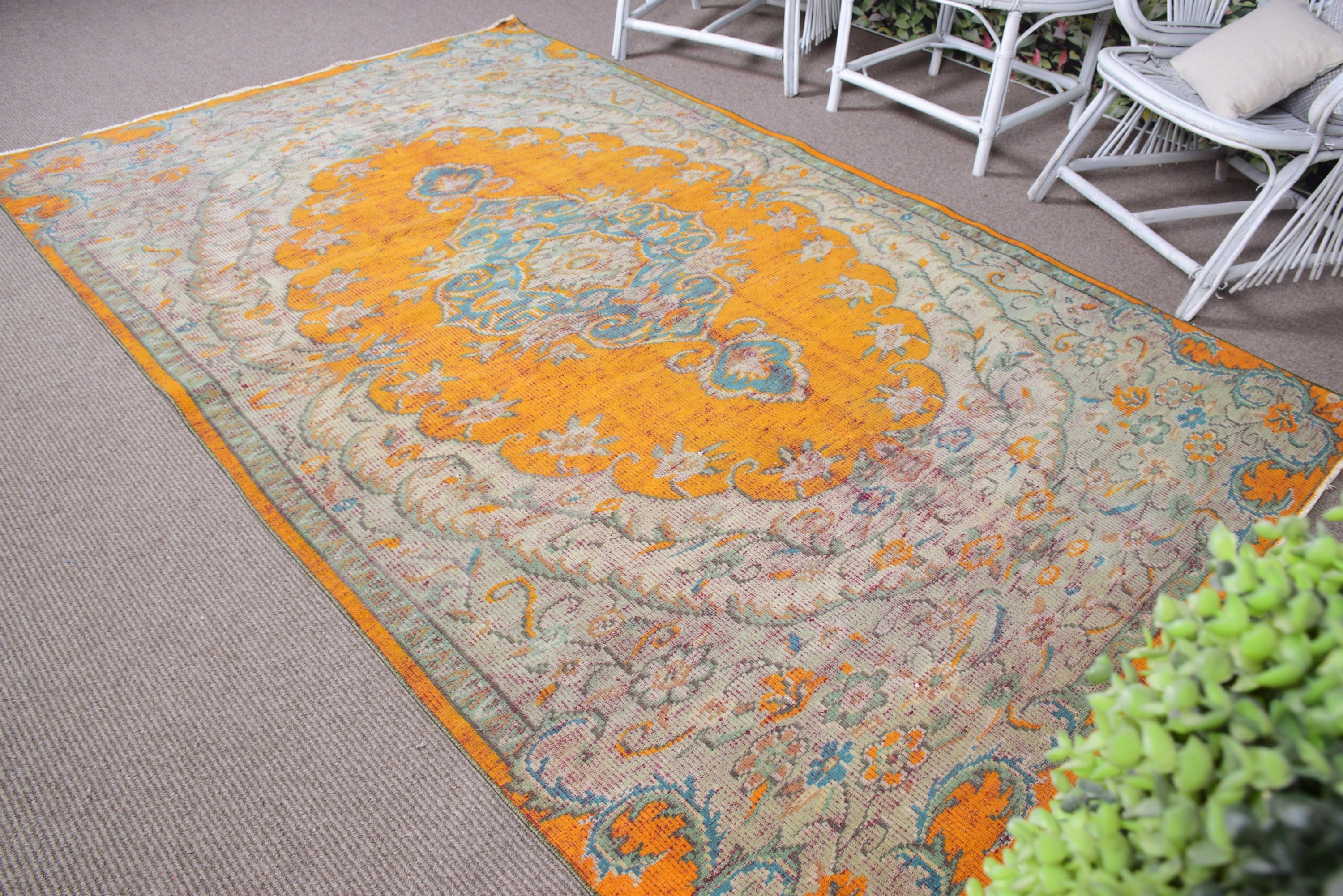 Düğün Halısı, Oushak Halıları, Vintage Halılar, Türk Halısı, 5.3x8.5 ft Büyük Halı, Yemek Odası Halıları, Yeşil Antika Halı, Yatak Odası Halısı, Ev Dekor Halısı