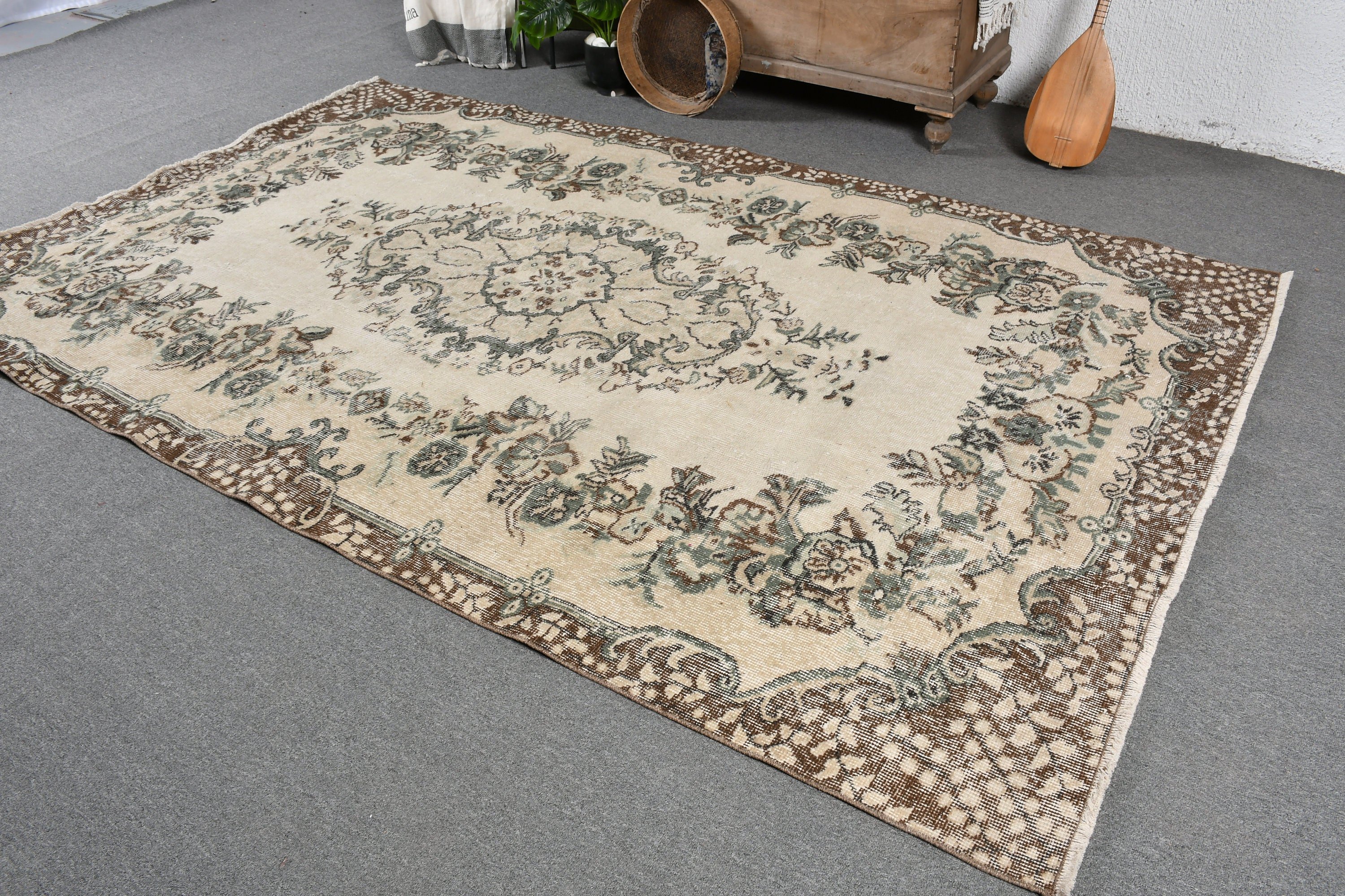 Kitchen Rug, Beige Anatolian Rugs, Retro Rug, Bedroom Rug, Turkish Rug, Antique Rugs, 5.7x9.1 ft Large Rugs, Vintage Rugs, Dining Room Rugs