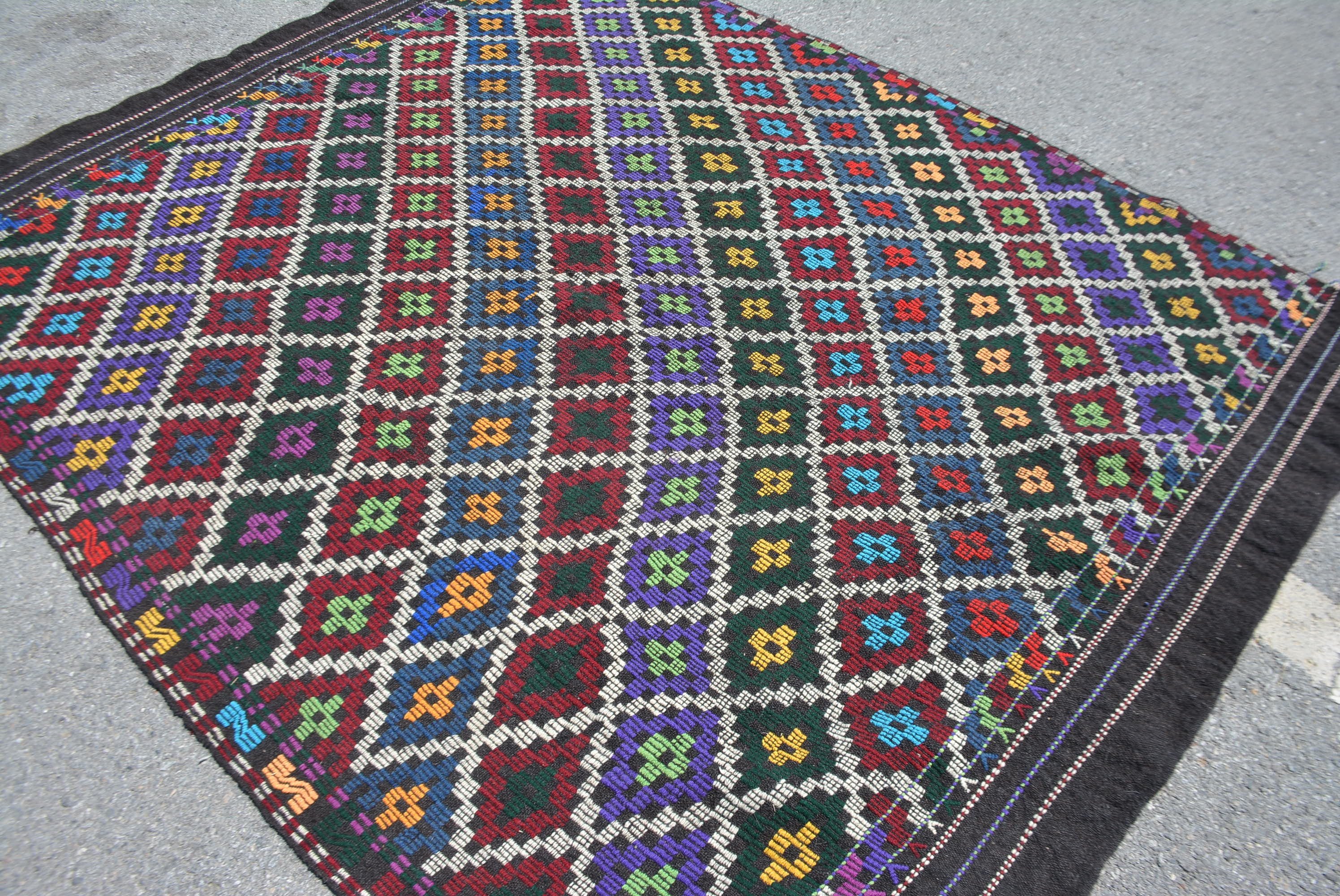 Living Room Rug, 6.3x7.9 ft Large Rug, Dining Room Rug, Anatolian Rug, Kilim, Turkish Rug, Vintage Rug, Oriental Rugs, Outdoor Rug