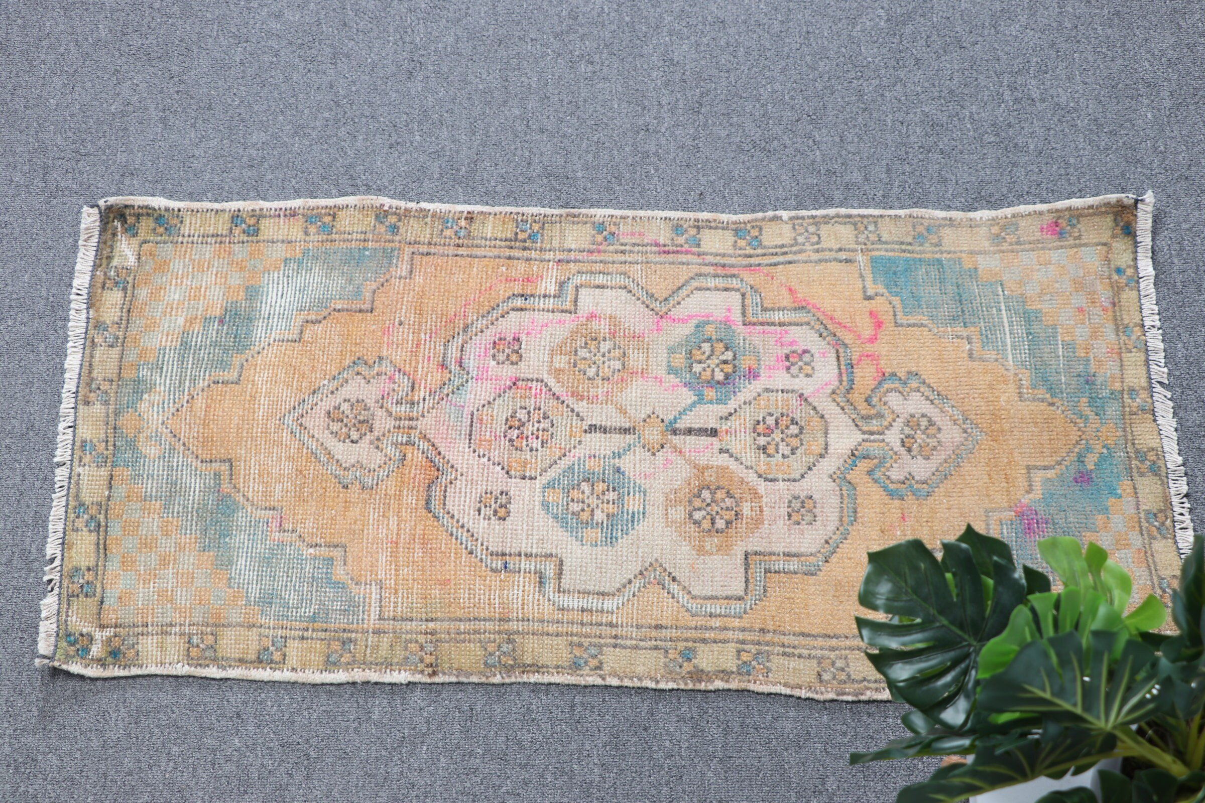 Wall Hanging Rugs, Floor Rug, Orange  1.6x3.4 ft Small Rug, Home Decor Rugs, Kitchen Rugs, Vintage Rugs, Turkish Rug, Dorm Rug