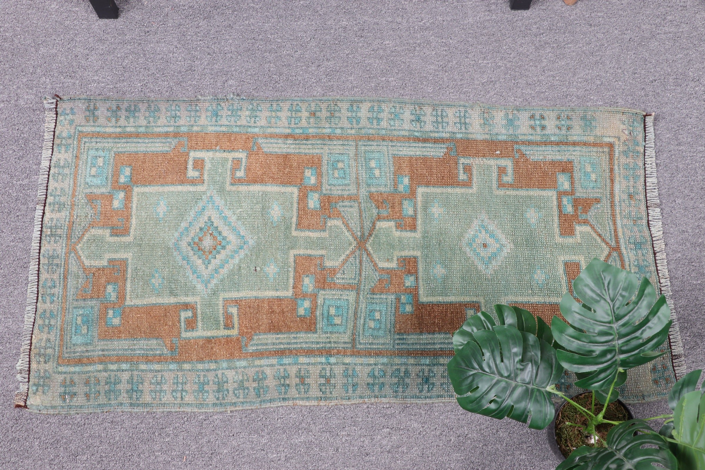 Vintage Rugs, Bath Rug, Turkish Rugs, 1.6x3.1 ft Small Rugs, Floor Rug, Muted Rugs, Dorm Rug, Bedroom Rug, Green Antique Rug, Kitchen Rugs