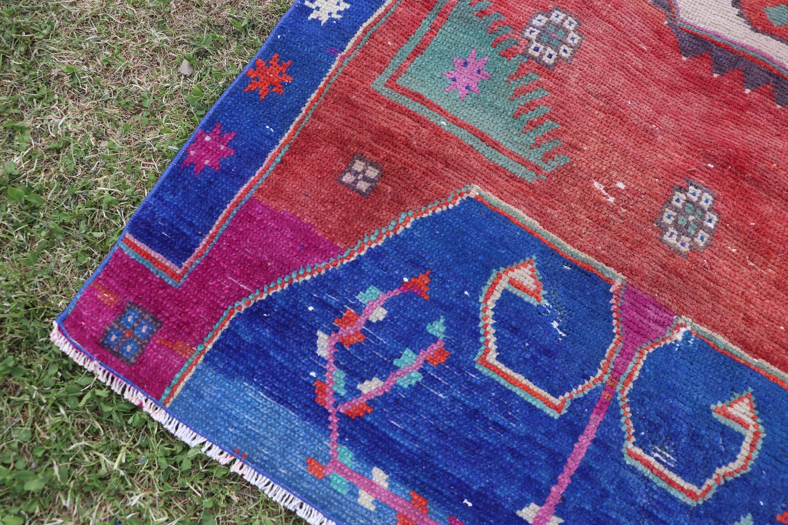 Boho Accent Rug, Blue Kitchen Rugs, Rugs for Kitchen, Turkish Rug, Anatolian Rug, Vintage Rug, 2.8x5.5 ft Accent Rug