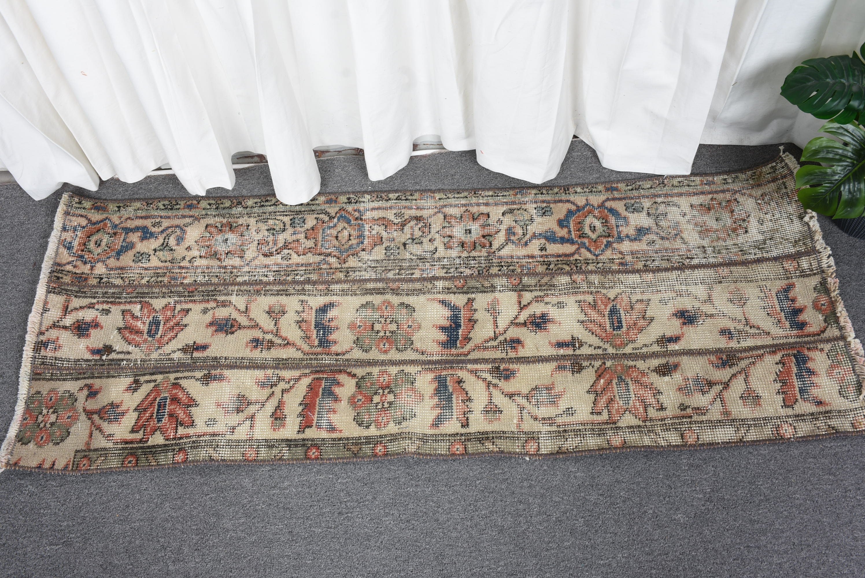 Yurt Halısı, Vintage Halılar, Oushak Halısı, Banyo Halısı, Banyo Halıları, Araba Paspas Halısı, Turuncu Yün Halı, Yün Halı, Türk Halısı, 1.6x4.2 ft Küçük Halılar