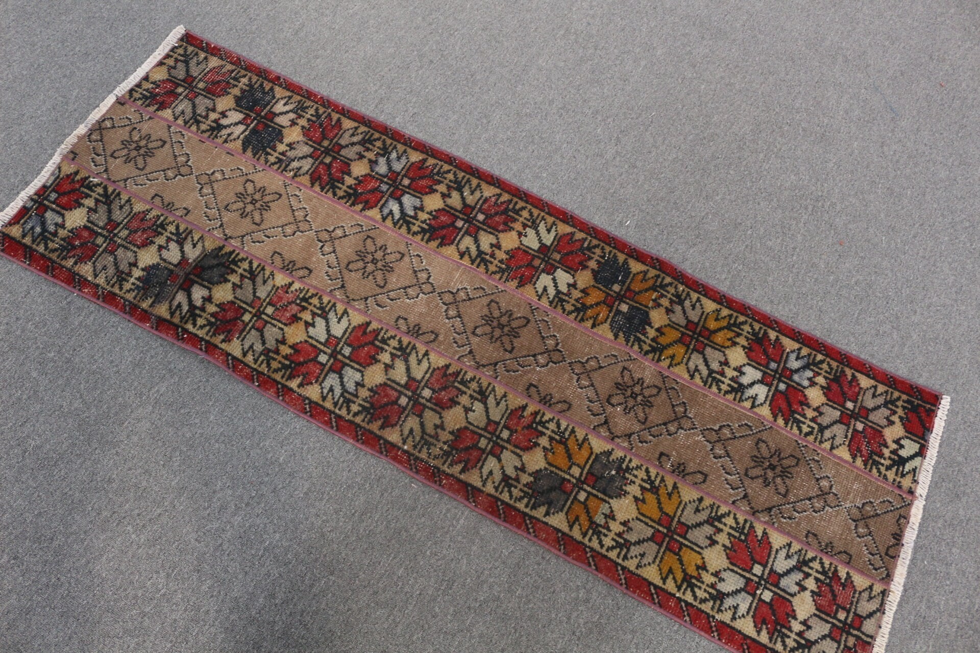 Turkish Rugs, Red  1.9x5.2 ft Runner Rug, Old Rug, Corridor Rug, Kitchen Rugs, Art Rug, Vintage Rug, Floor Rug, Anatolian Rugs
