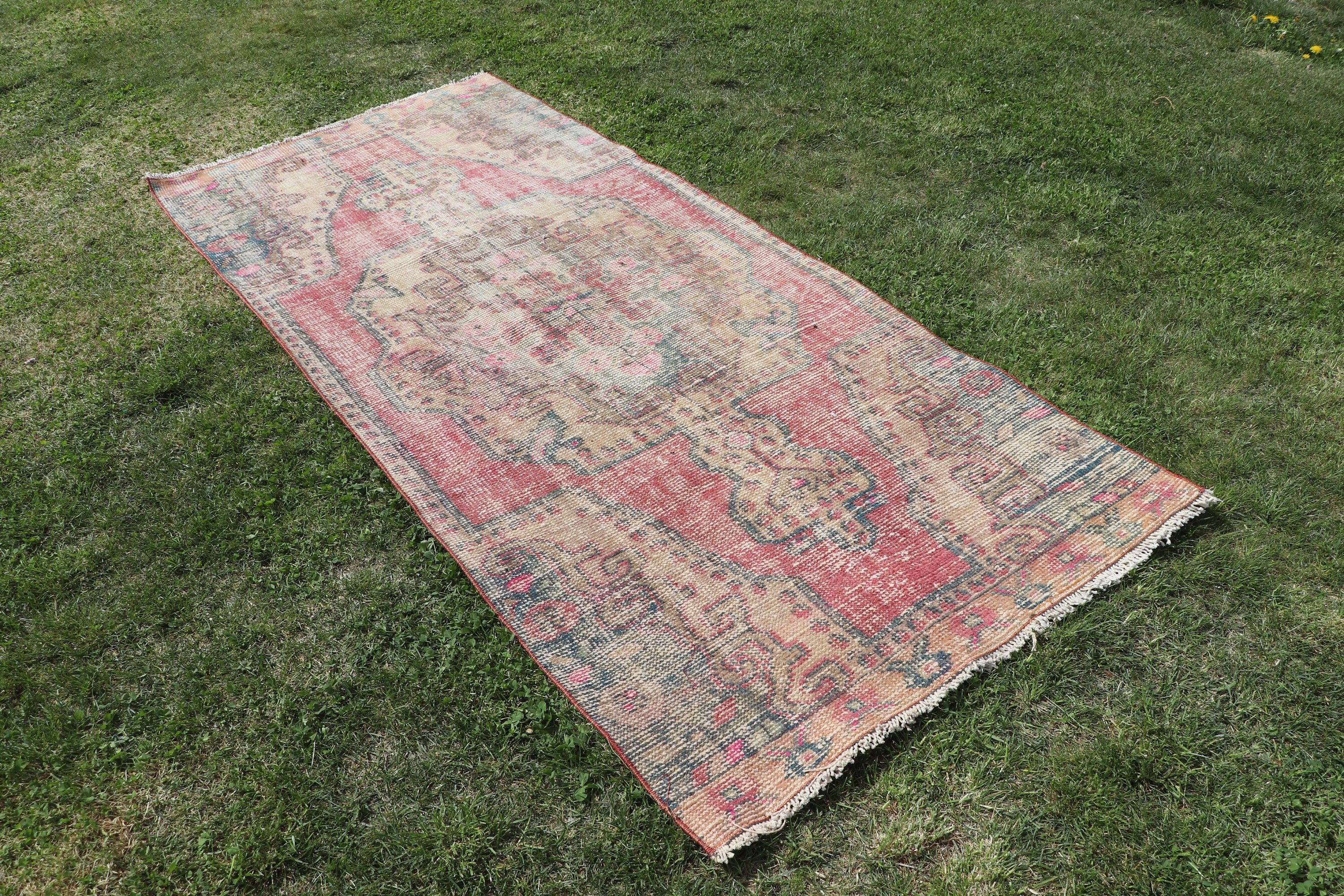 Turkish Rug, Aztec Rugs, Vintage Rugs, Living Room Rug, Boho Rugs, Floor Rugs, Red Moroccan Rugs, 3.3x7.6 ft Area Rug, Dining Room Rug