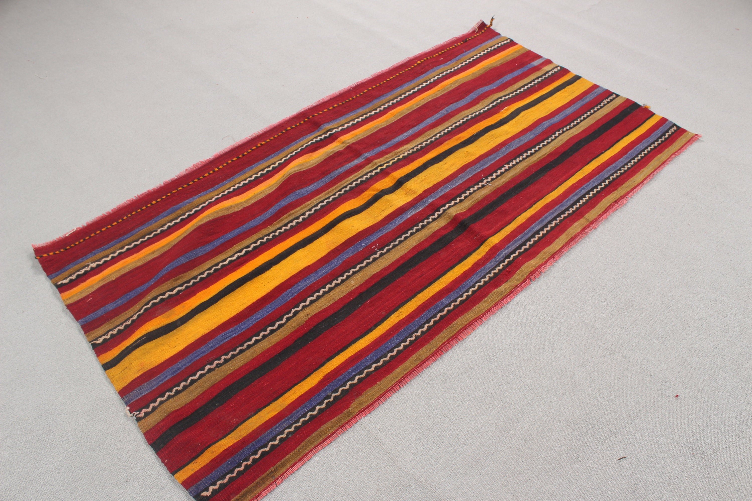 Dekoratif Halı, 3.1x6.2 ft Vurgulu Halı, Sarı Ev Dekorasyonu Halısı, Türk Halısı, El Dokuma Halıları, Yatak Odası Halısı, Vintage Halılar, Kilim, Nötr Halılar