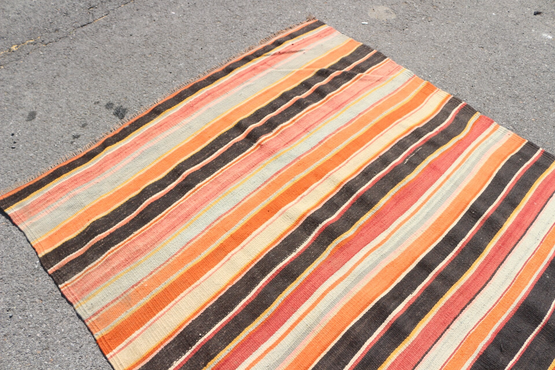 Kilim, Kahverengi Havalı Halılar, Anadolu Halısı, 5.6x8.2 ft Büyük Halı, Türk Halısı, Mutfak Halısı, Salon Halıları, Vintage Halılar, Sanat Halısı, Oturma Odası Halısı