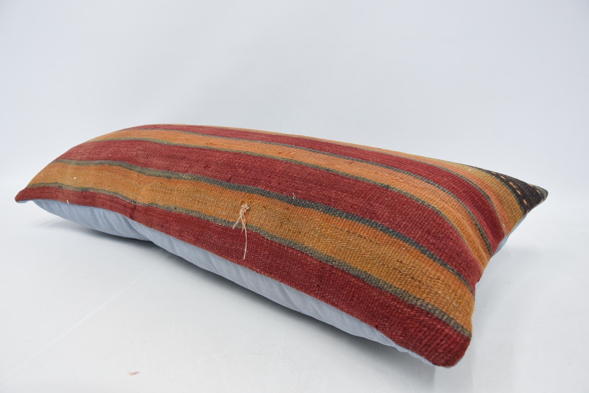 Handmade Kilim Cushion, Sofa Bolster Pillow, Turkish Kilim Pillow, Bright Pillow Sham, Interior Designer Pillow, 16"x36" Red Pillow Sham