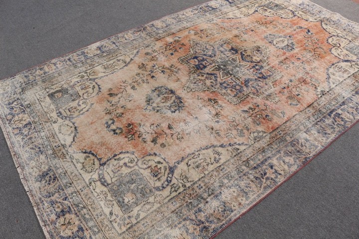 6.1x9.4 ft Büyük Halı, Salon Halıları, Etnik Halı, Yemek Odası Halısı, Vintage Halı, Yatak Odası Halısı, Turuncu Fas Halısı, Türk Halıları, Havalı Halılar