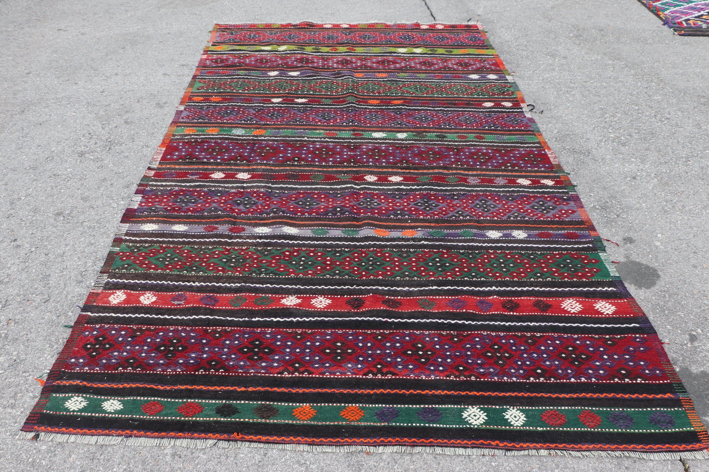 Decorative Rugs, Anatolian Rug, Living Room Rug, Vintage Rug, Floor Rug, Turkish Rug, 6x10.5 ft Large Rug, Kilim, Red Wool Rug, Salon Rugs
