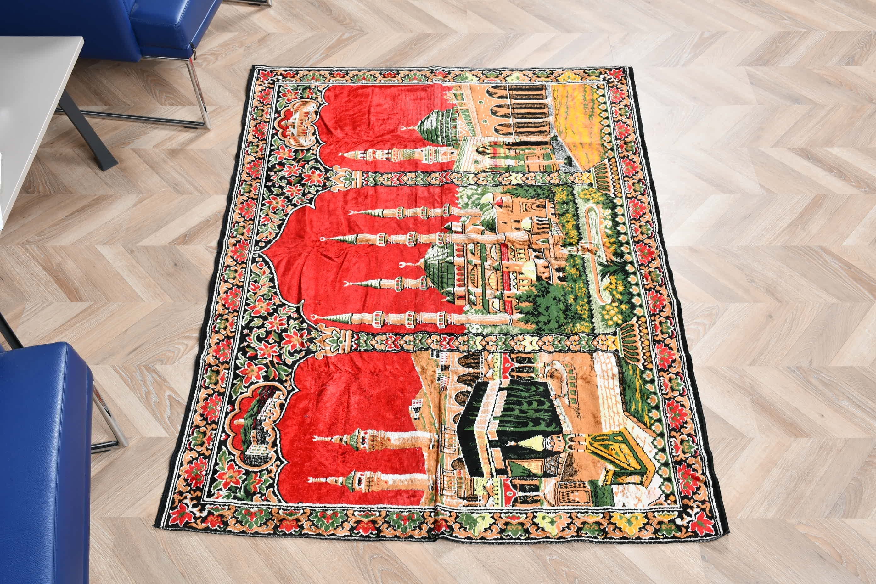 Çocuk Odası Halıları, Kırmızı Oryantal Halı, Çocuk Halısı, Türk Halısı, Vintage Halı, Yer Halısı, Sanat Halıları, 4x5.2 ft Accent Halı, Havalı Halılar, Mutfak Halısı